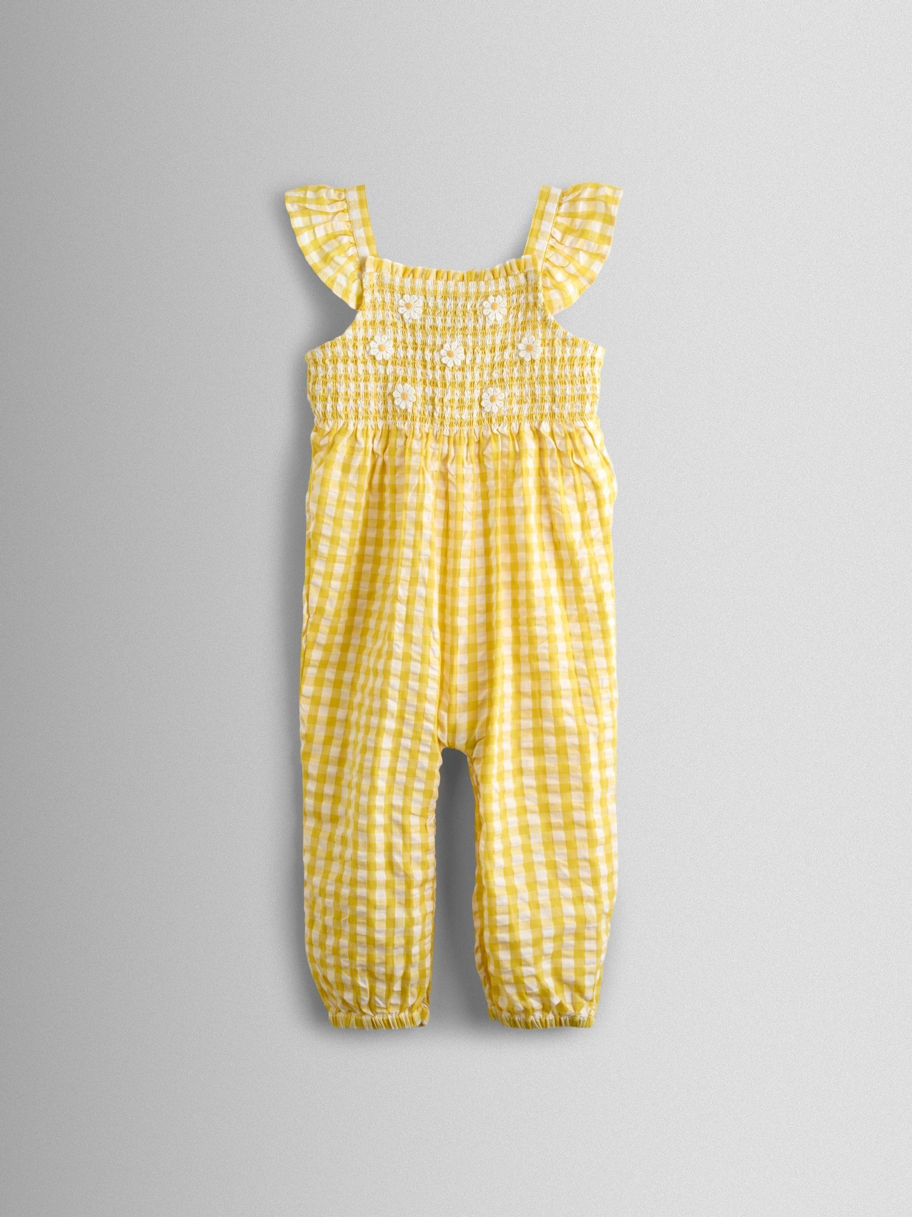 Yellow Smocked Dungaree, T-Shirt & Headband Set - Image 2 of 8