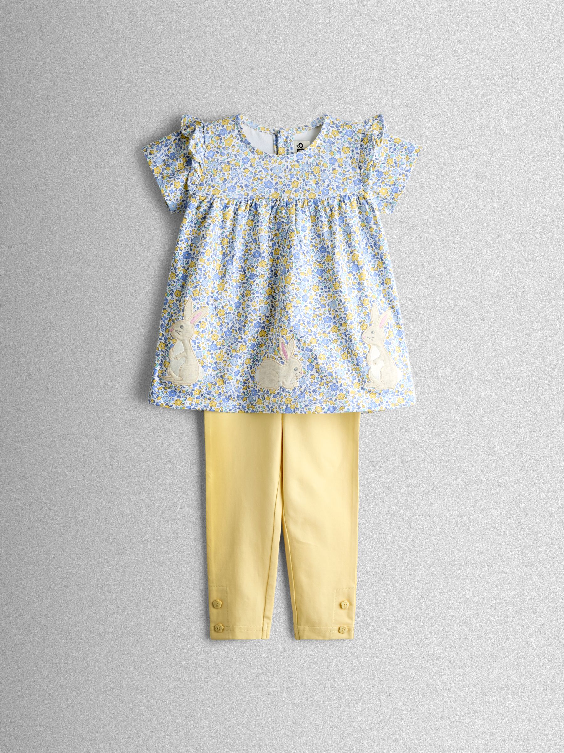 Mid Yellow Bunny Appliqué Frill Top And Leggings Set - Image 1 of 7