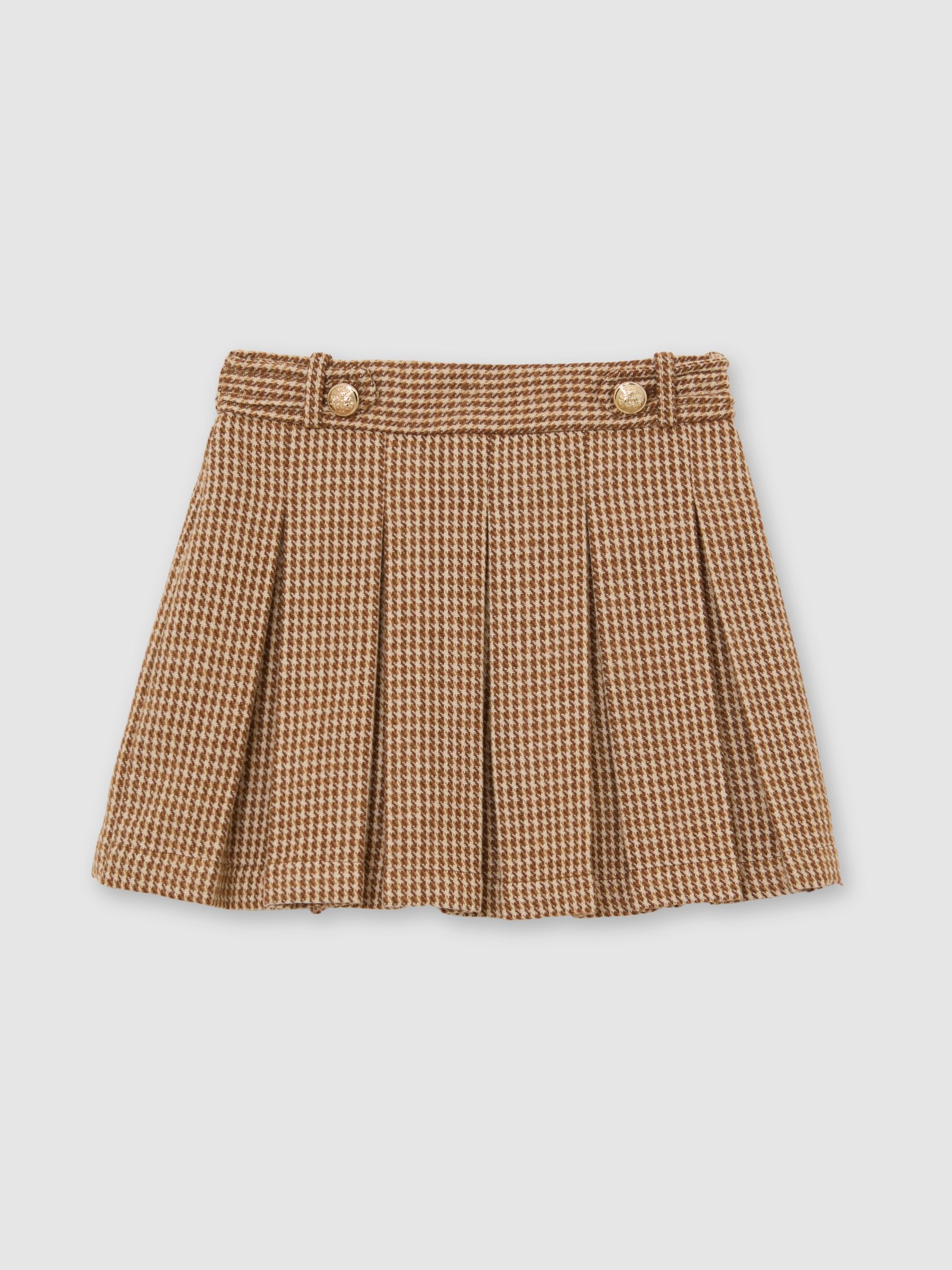 3-9 yrs Puppytooth-Check Pleated Skirt in Brown - Image 2 of 4