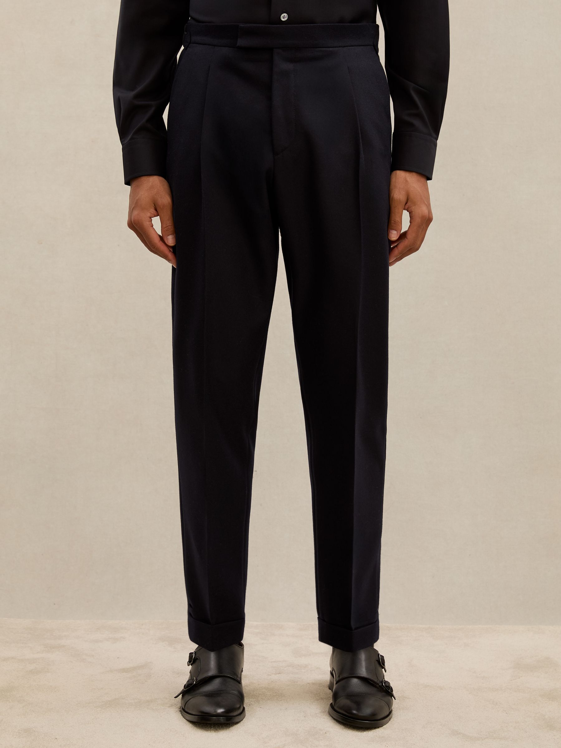 Plisované kalhoty Atelier Wool v tmavě modré barvě - Obrázek 3 z 6