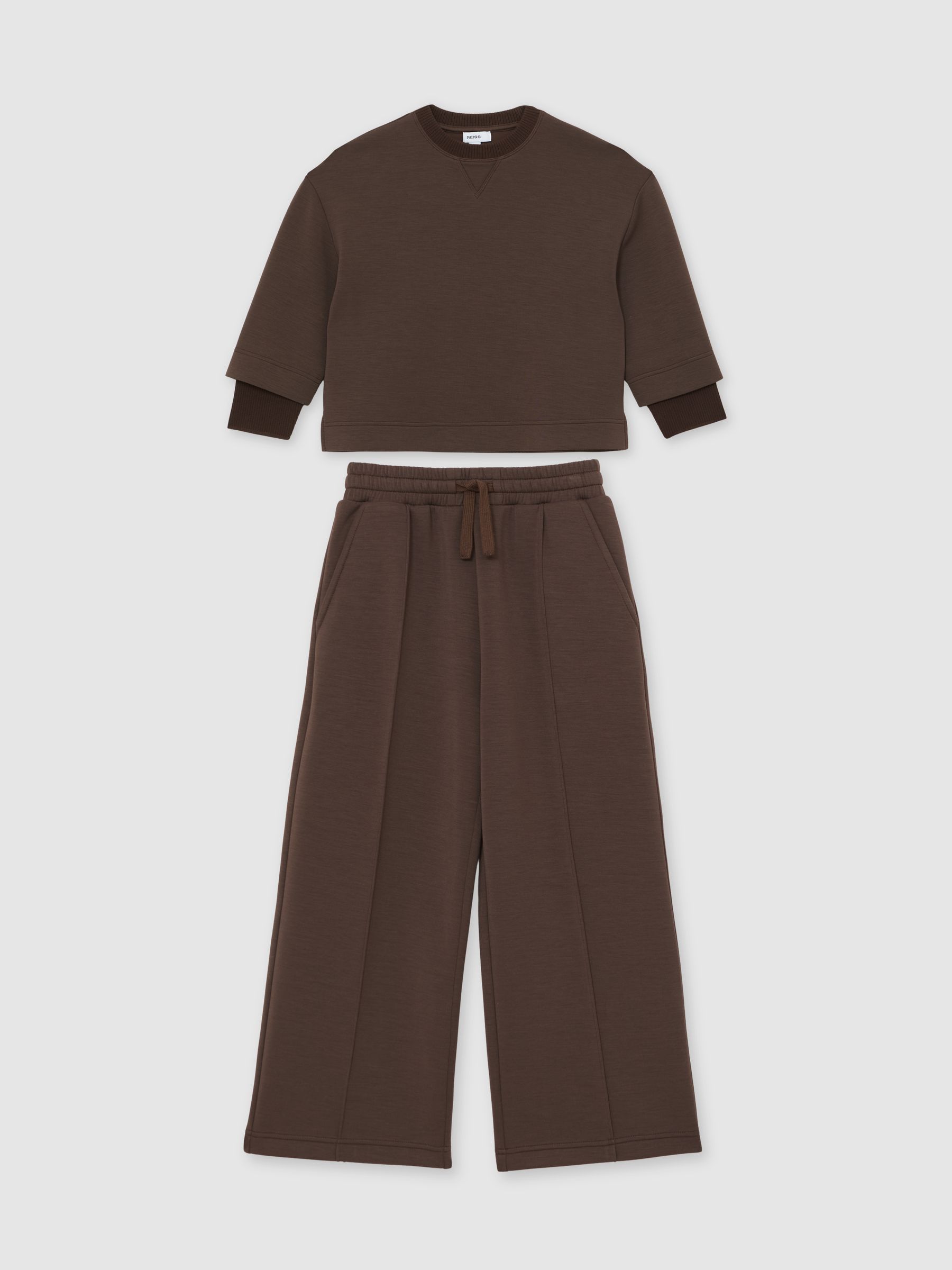 3-9 yrs Interlock Sweatshirt and Joggers Set in Chocolate - Image 2 of 4