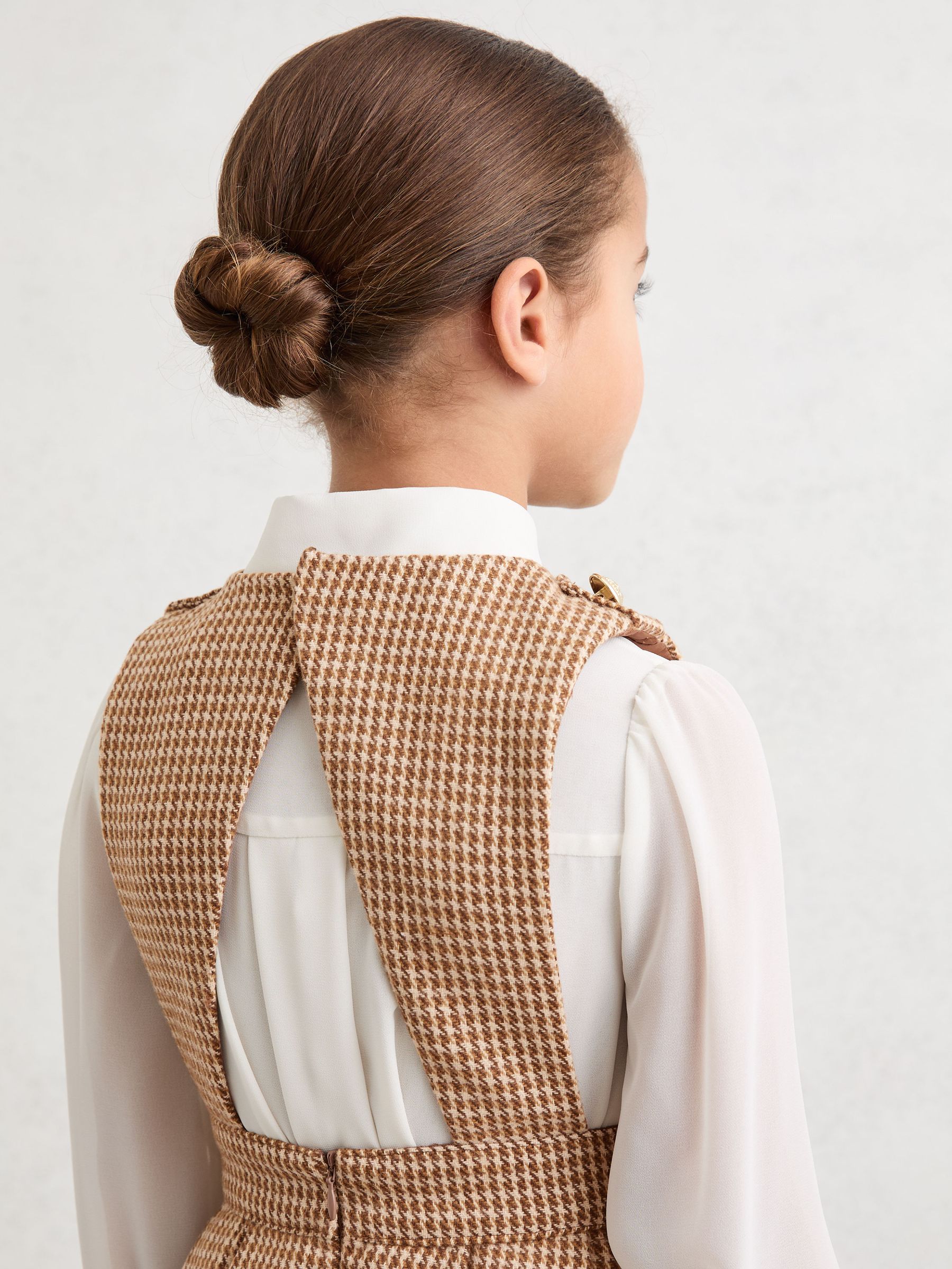 9-13 yrs Puppytooth-Check Pinafore Dress in Brown - Image 5 of 6