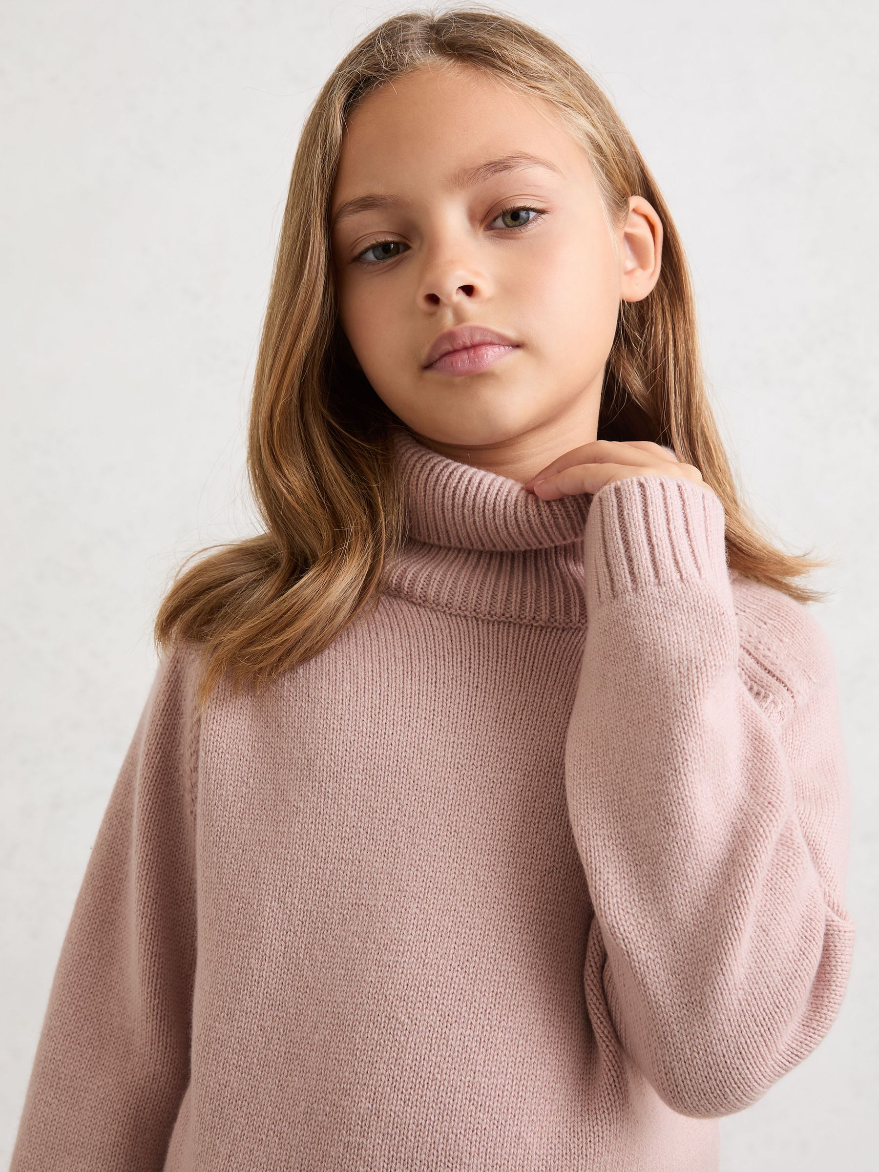13-14 yrs Wool-Cashmere Roll-Neck Jumper in Pink - Image 4 of 5