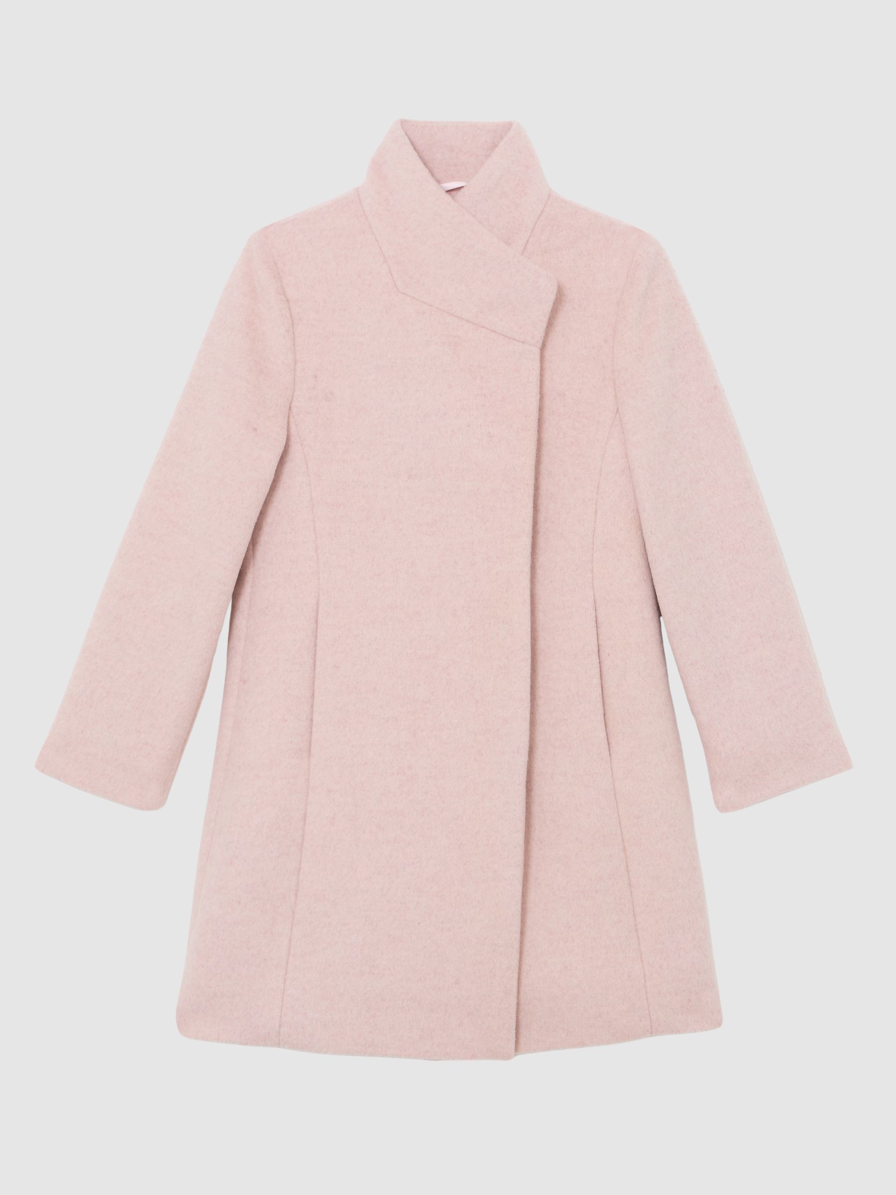 13-14 yrs Wool-Blend Funnel-Neck Coat in Pink - Image 1 of 4