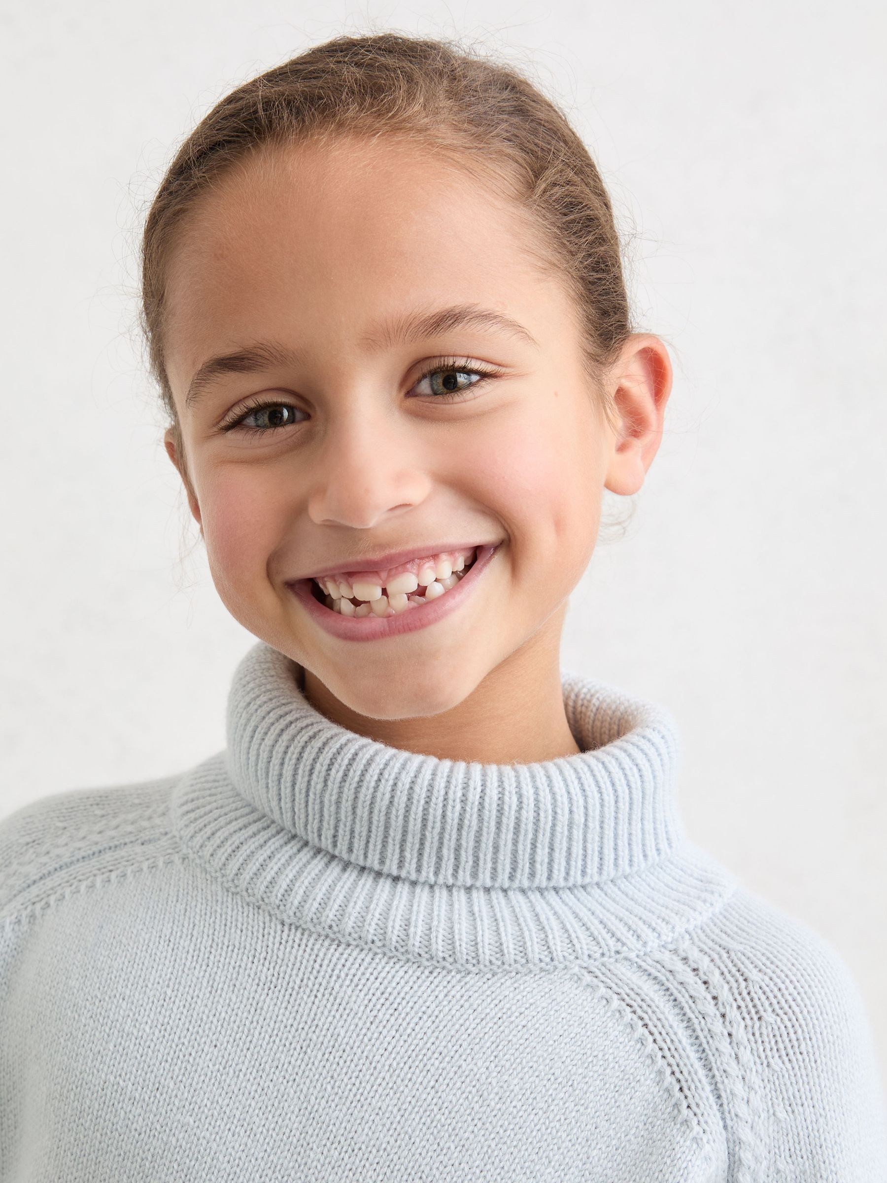 3-9 yrs Wool-Cashmere Roll-Neck Jumper in Pale Blue - Image 4 of 5