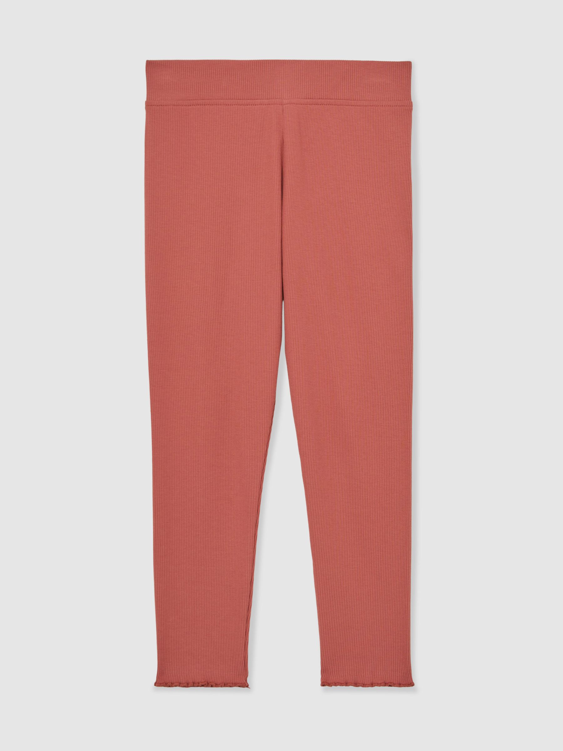13-14 yrs Stretch-Cotton Lettuce-Trim Leggings in Rose - Image 1 of 5