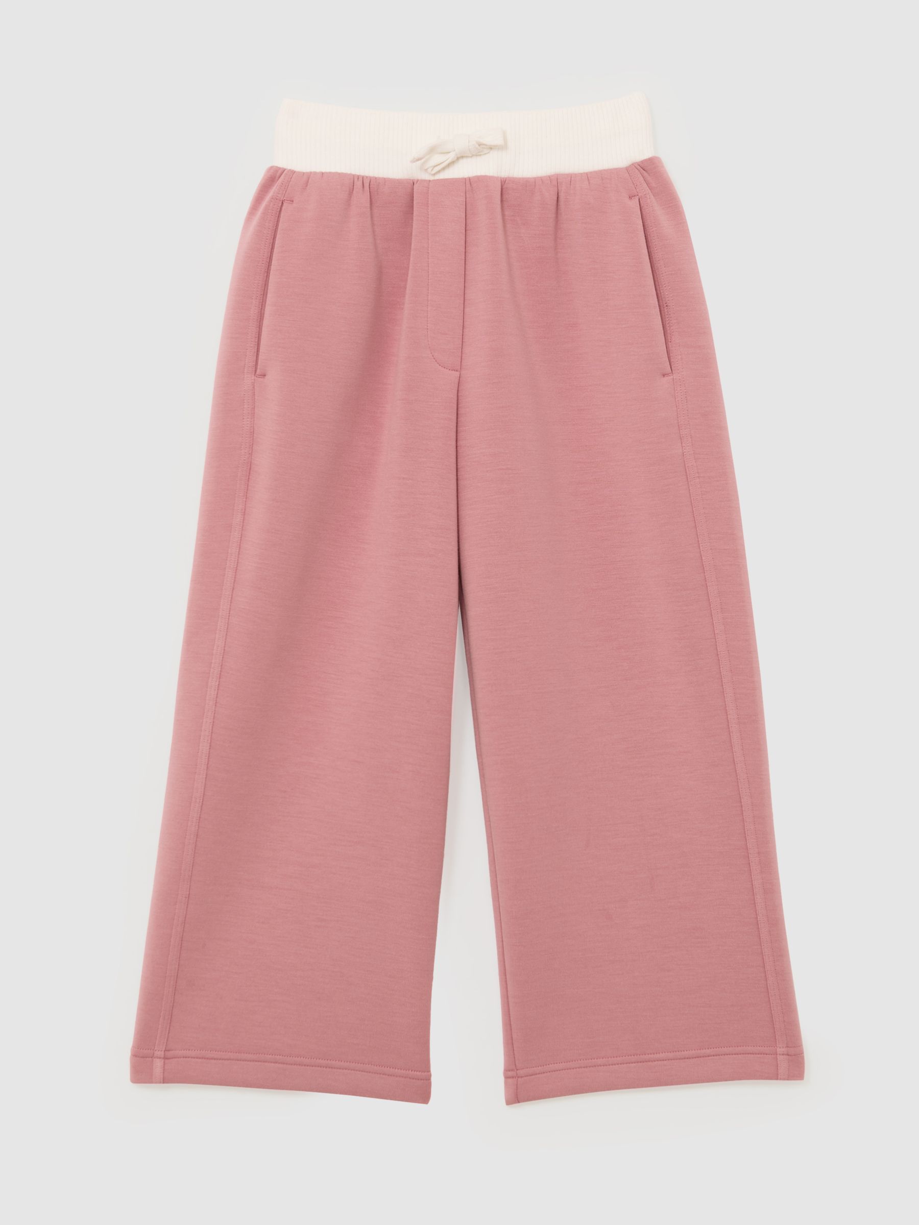 13-14 yrs Wide-Leg Interlock Drawstring Joggers in Rose - Image 1 of 4