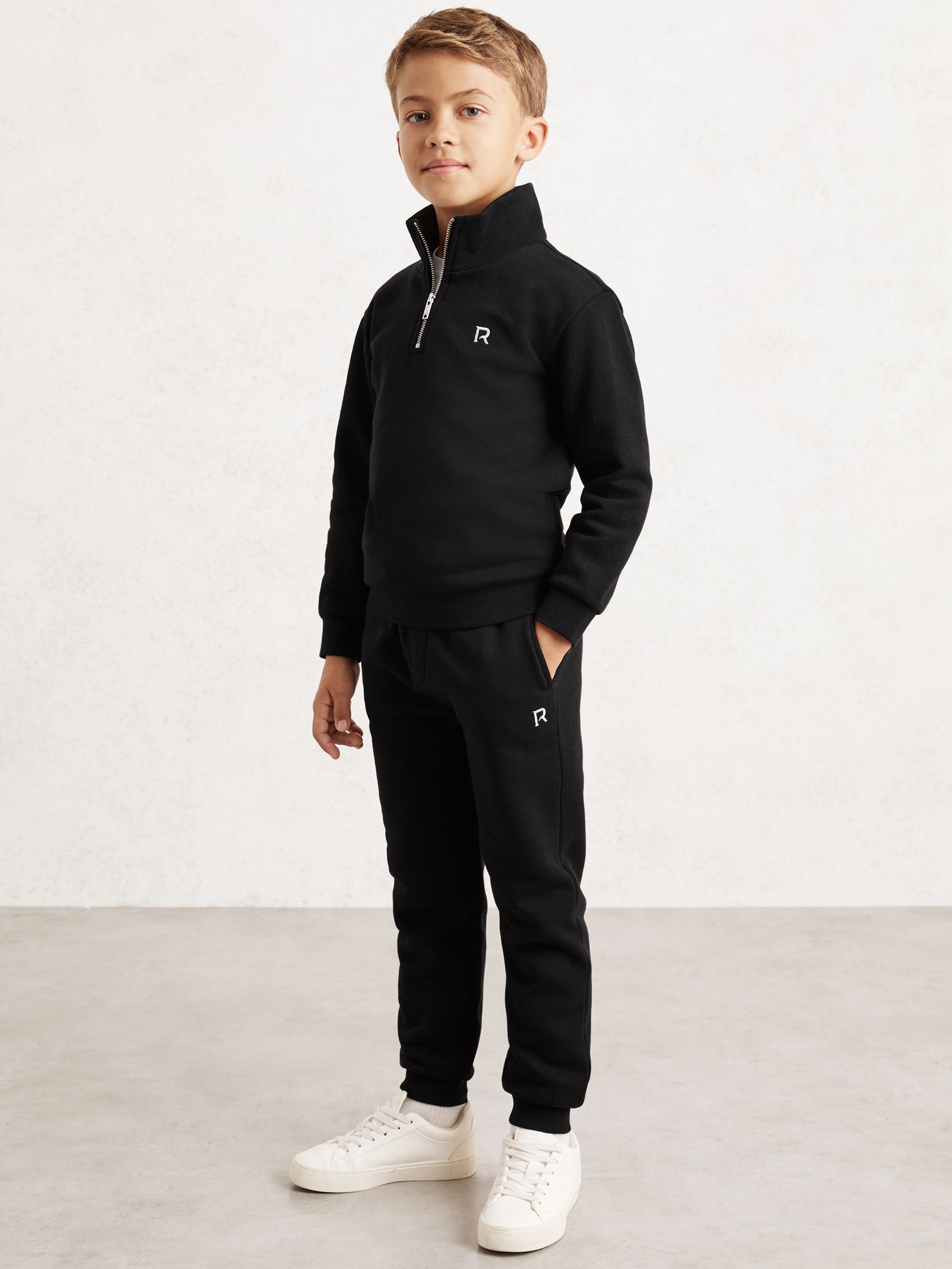 3-9 yrs Half-Zip Logo Tracksuit Set in Black - Image 1 of 4