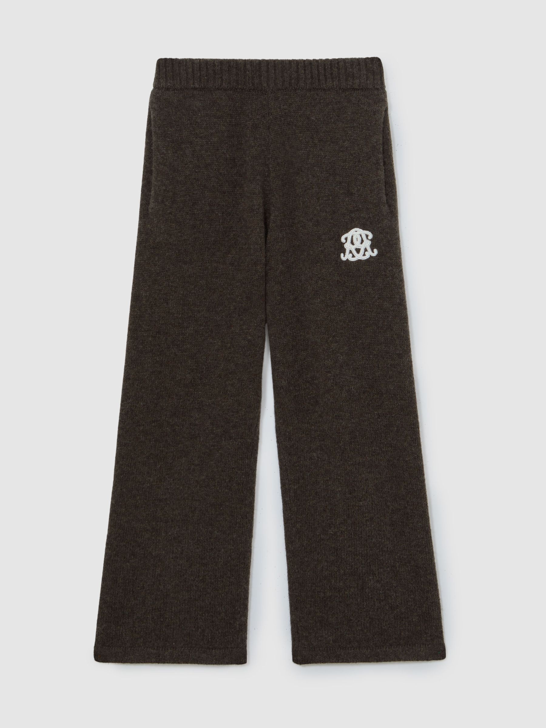 3-9 yrs Monogram Relaxed Wool-Blend Joggers Unisex Fit in Chocolate Brown - Image 1 of 7