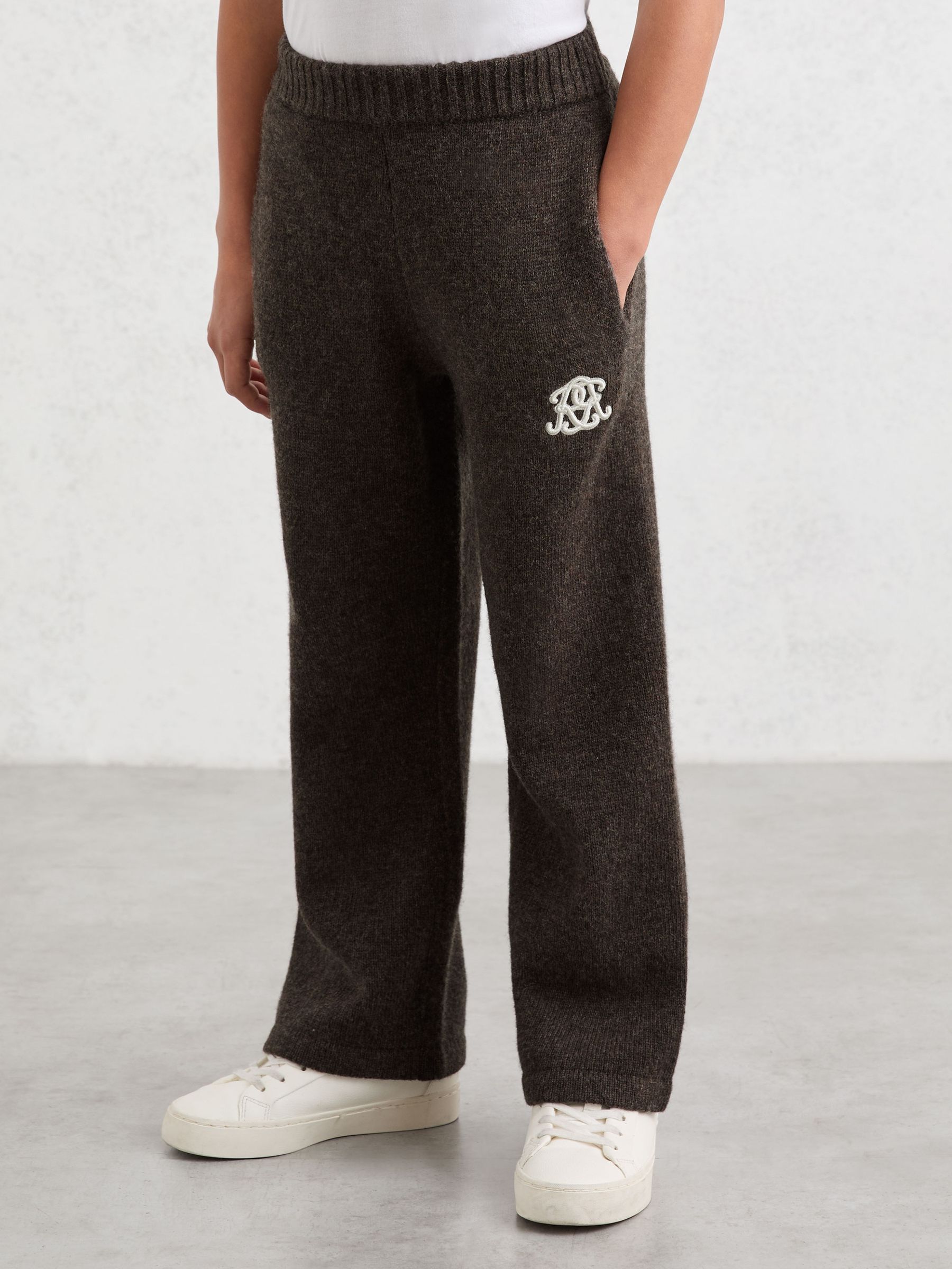 3-9 yrs Monogram Relaxed Wool-Blend Joggers Unisex Fit in Chocolate Brown - Image 5 of 7