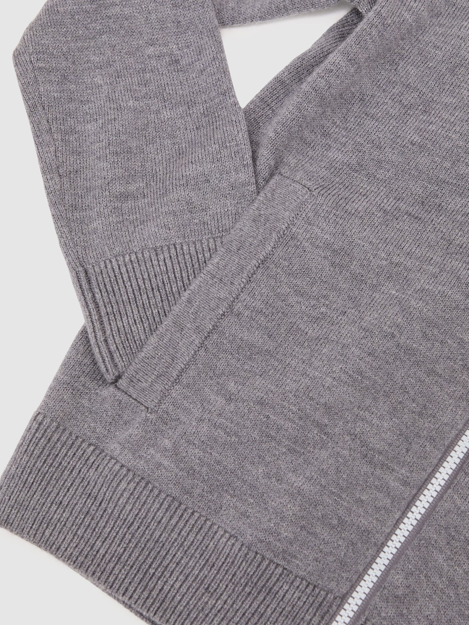 3-9 yrs Zip-Through Bomber Cardigan with Wool in Grey/White - Image 4 of 4
