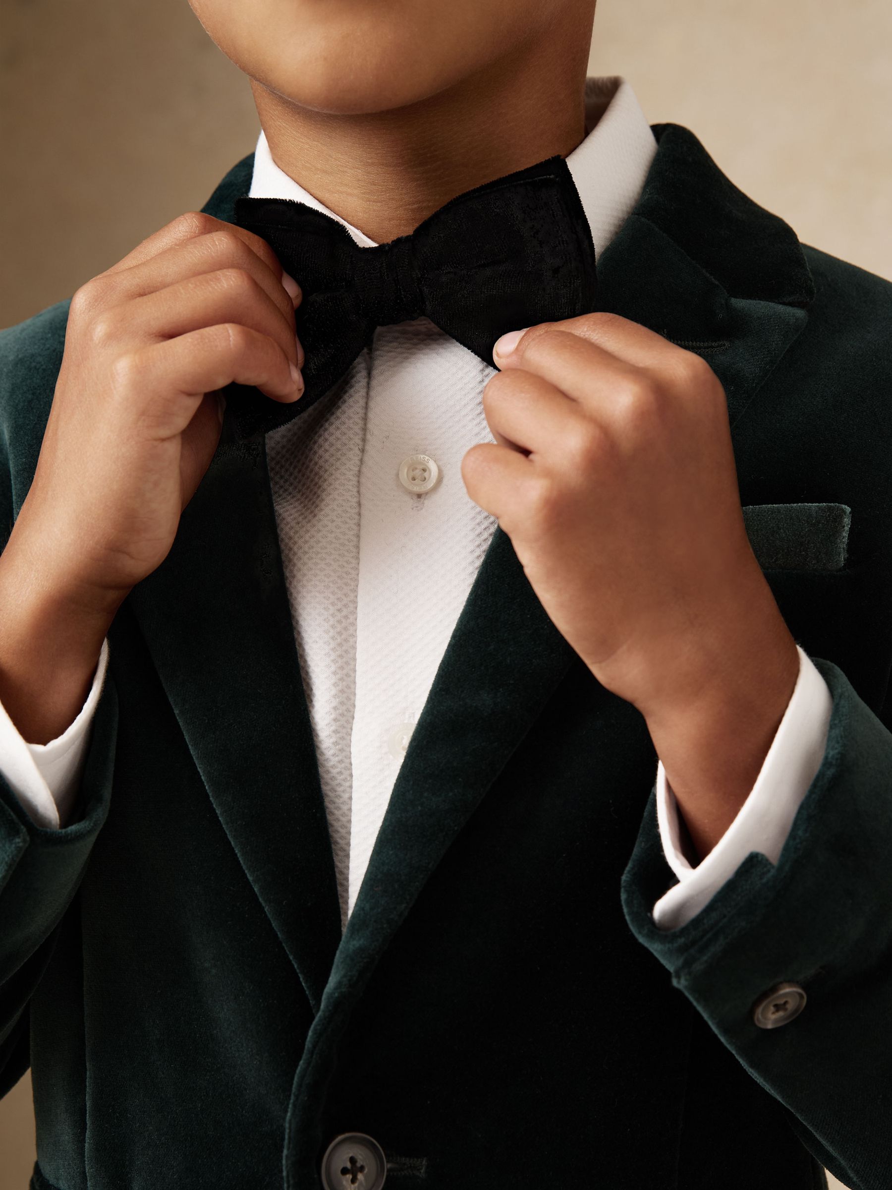 Velvet Bow Tie in Black - Image 2 of 5 Velvet Bow Tie in Black - Image 2 of 5