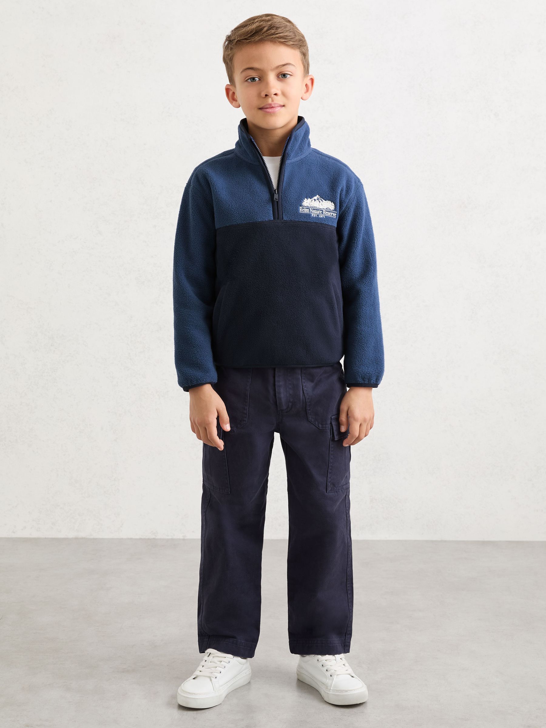 Nature Reserve Colour-Block Zip Fleece in Navy/Airforce Blue - Image 1 of 5