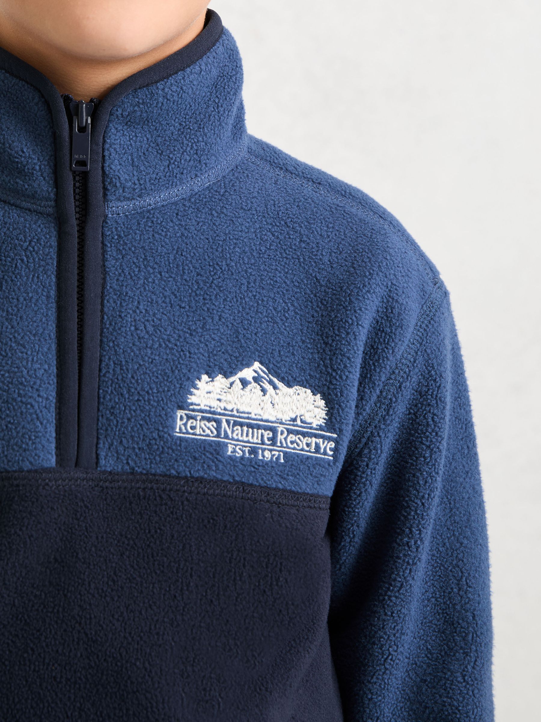 Nature Reserve Colour-Block Zip Fleece in Navy/Airforce Blue - Image 4 of 5