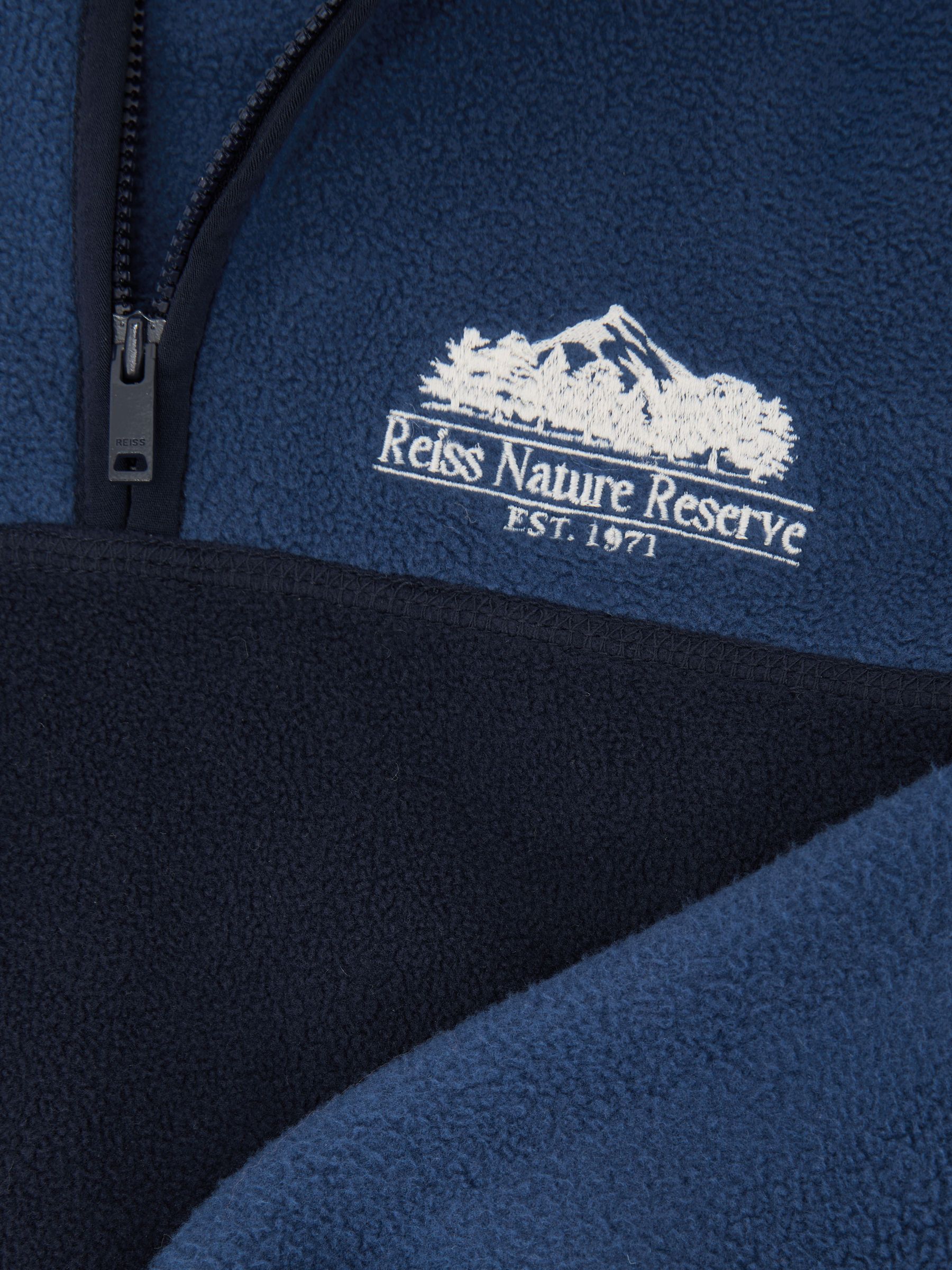 Nature Reserve Colour-Block Zip Fleece in Navy/Airforce Blue - Image 5 of 5