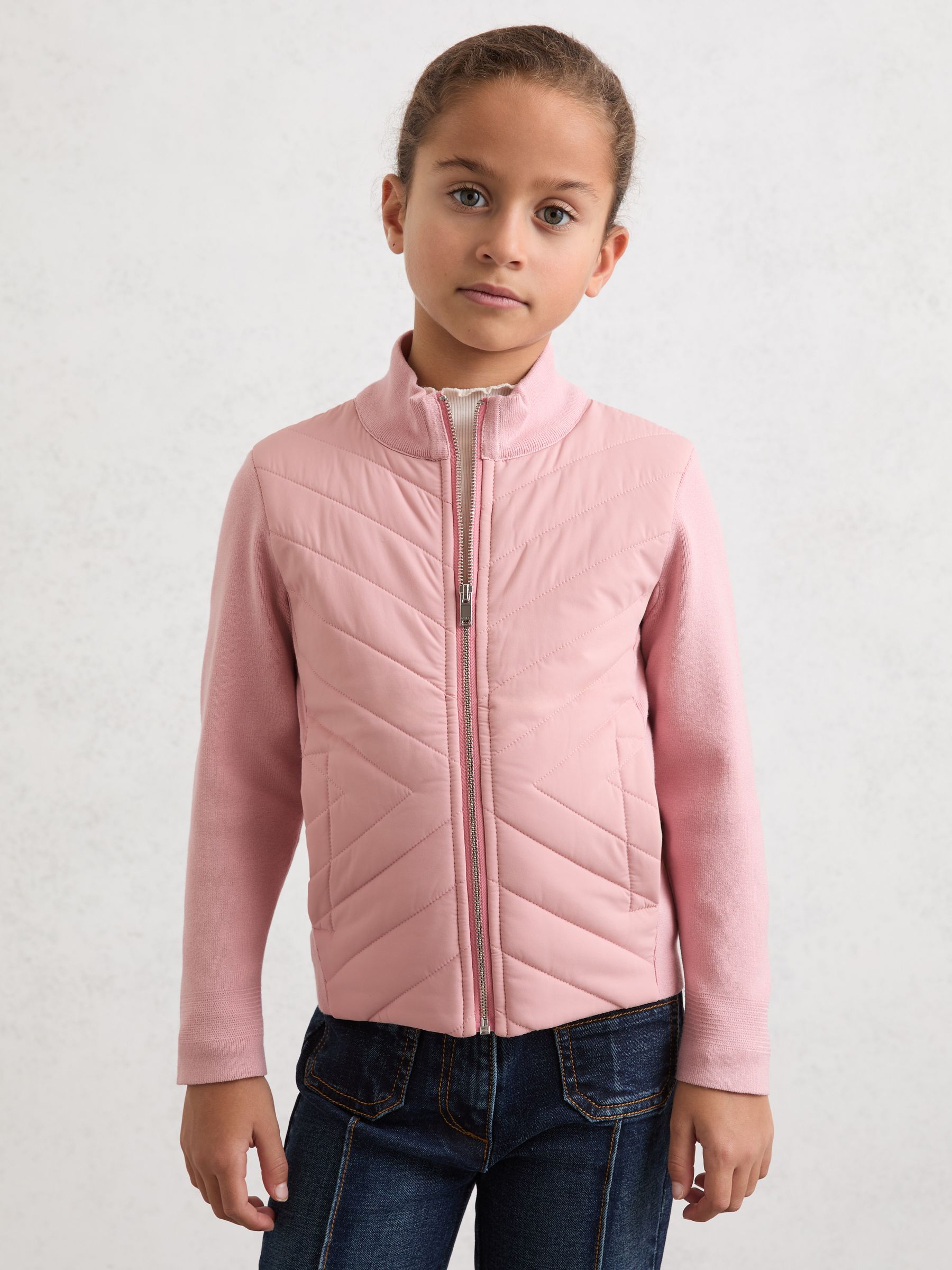 3-9 yrs Hybrid Quilted Knit Jacket in Pink - Image 1 of 5