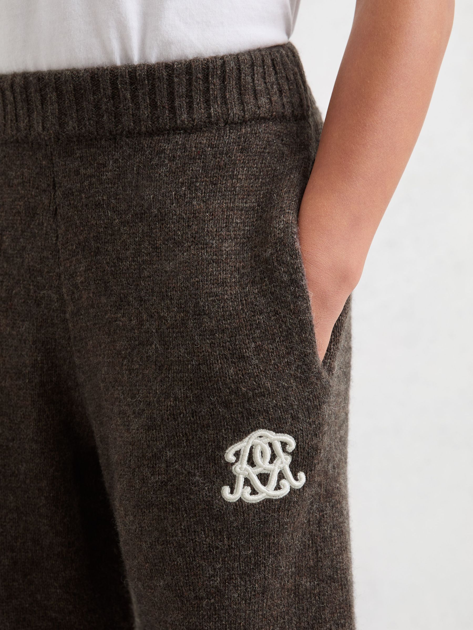 9-13 yrs Monogram Relaxed Wool-Blend Joggers Unisex Fit in Chocolate Brown - Image 5 of 6