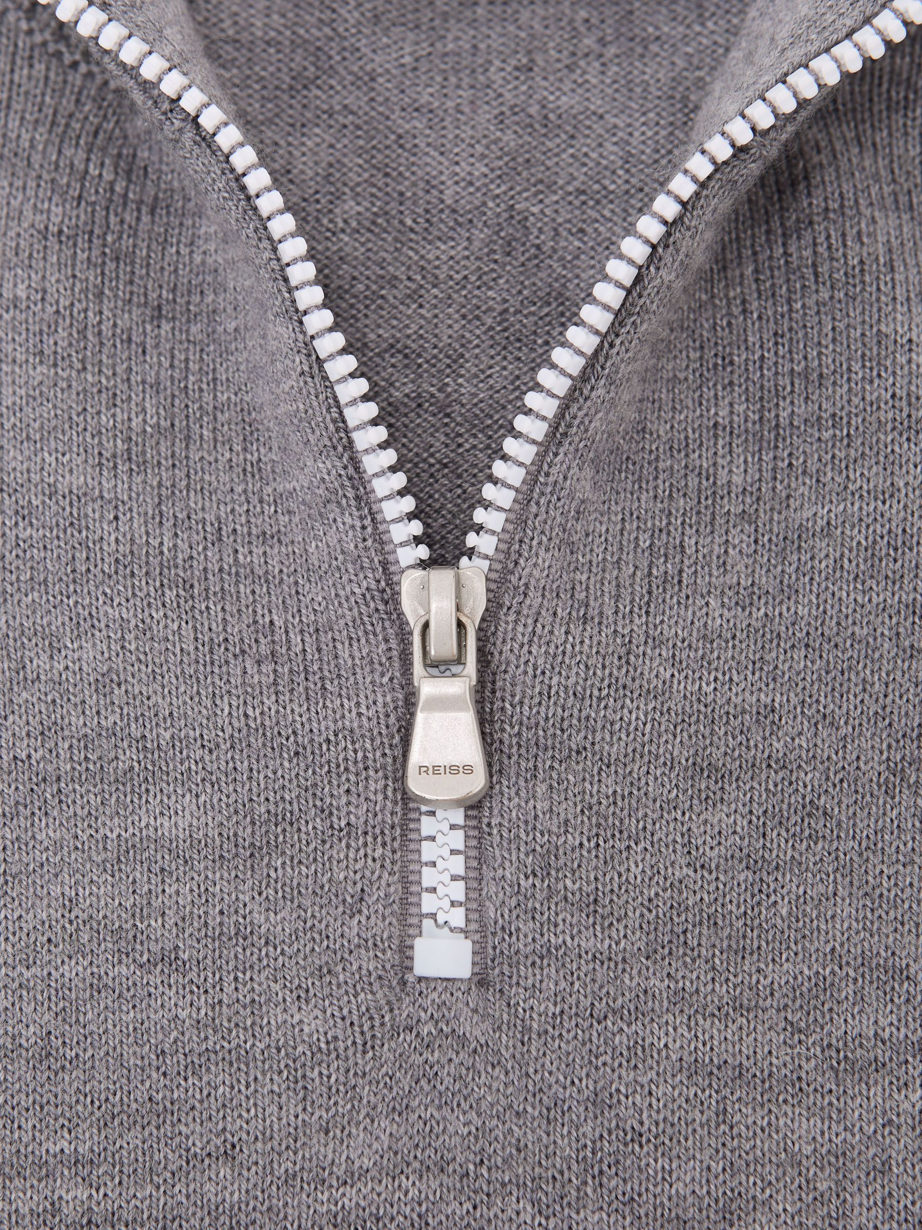 13-14 yrs Half-Zip Funnel-Neck Jumper with Wool in Grey/White - Image 4 of 4