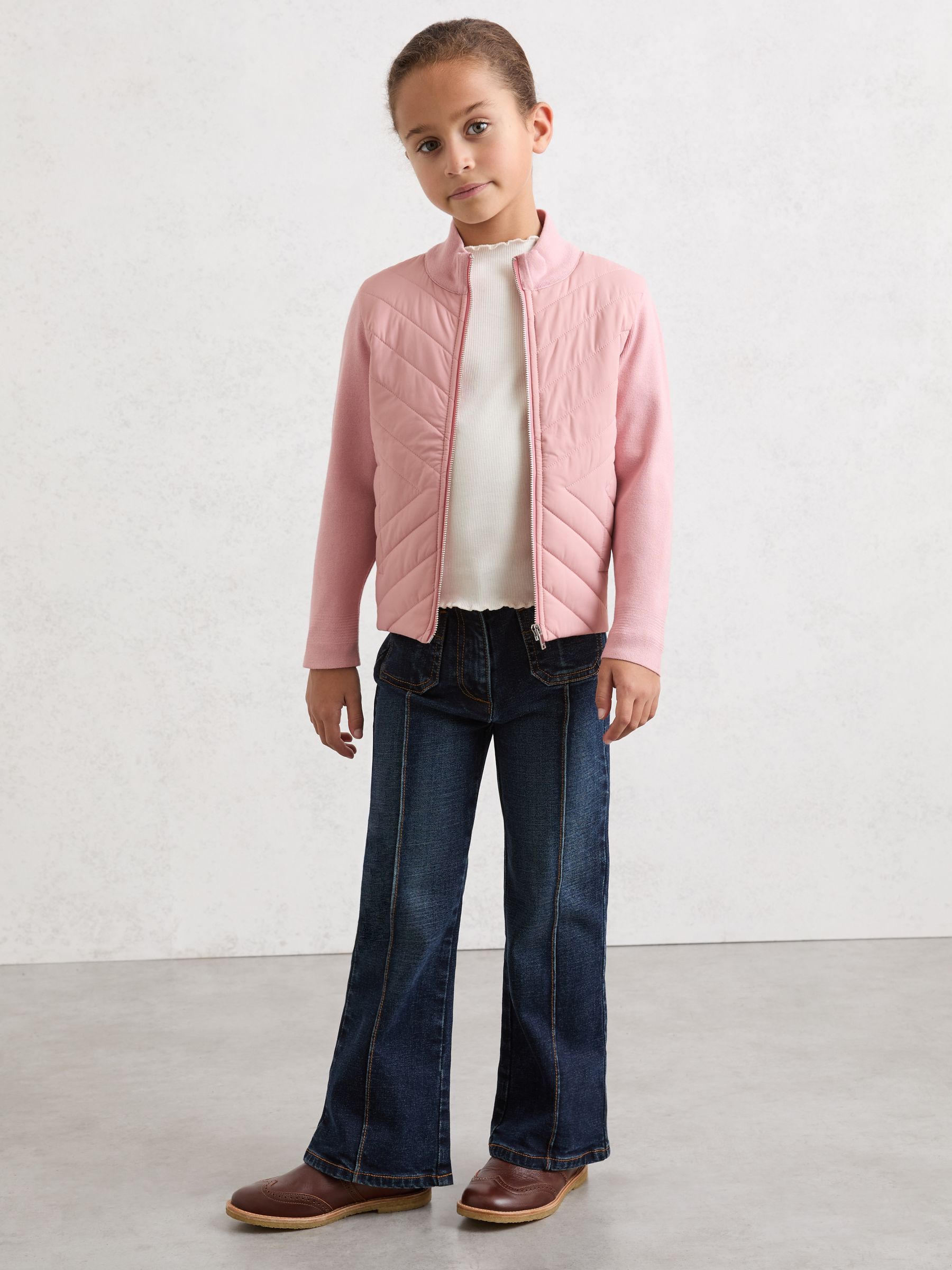 13-14 yrs Hybrid Quilted Knit Jacket in Pink - Image 3 of 5