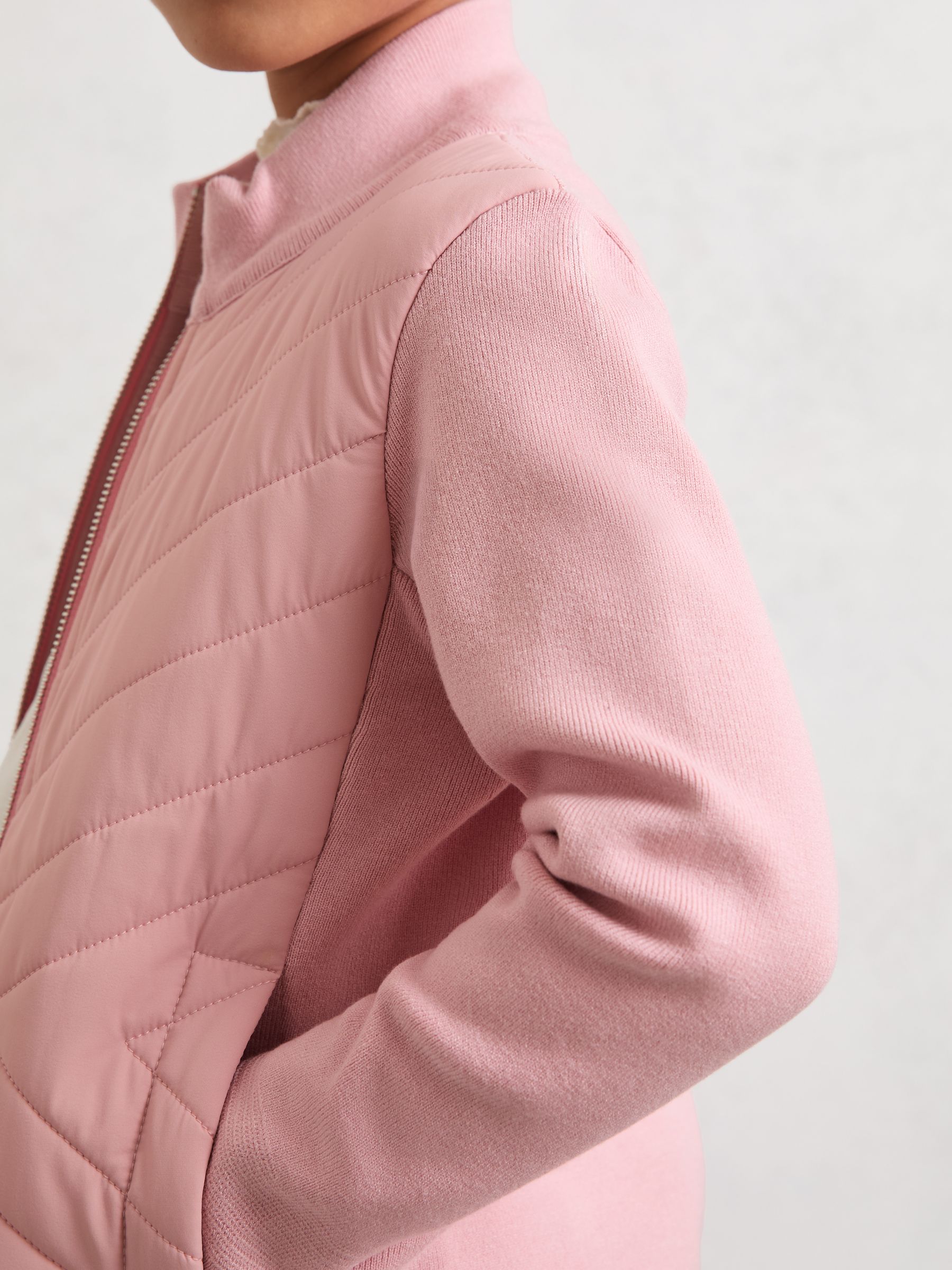 13-14 yrs Hybrid Quilted Knit Jacket in Pink - Image 4 of 5