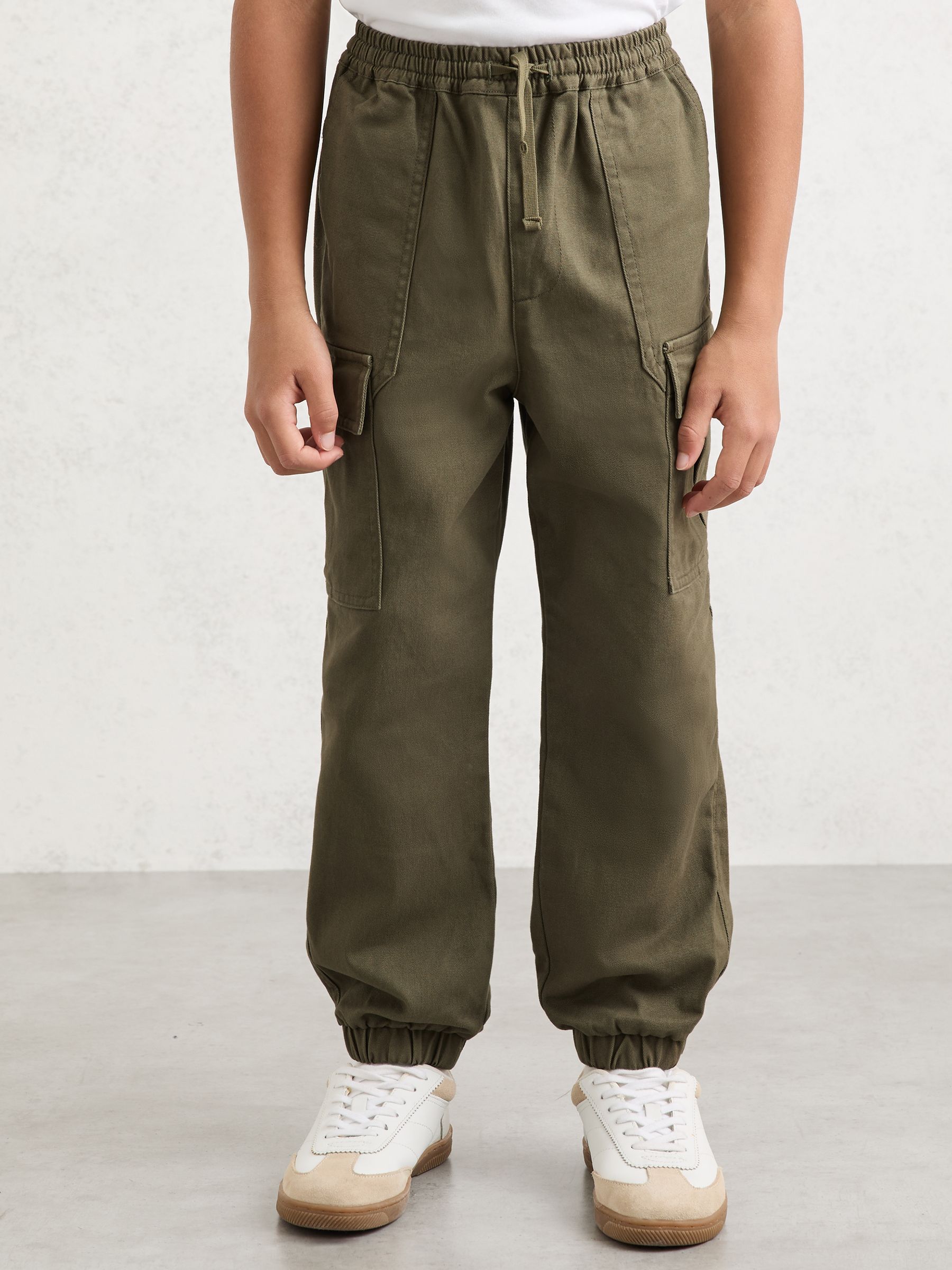 9-13 yrs Cotton Cuffed Cargo Trousers in Khaki - Image 4 of 6