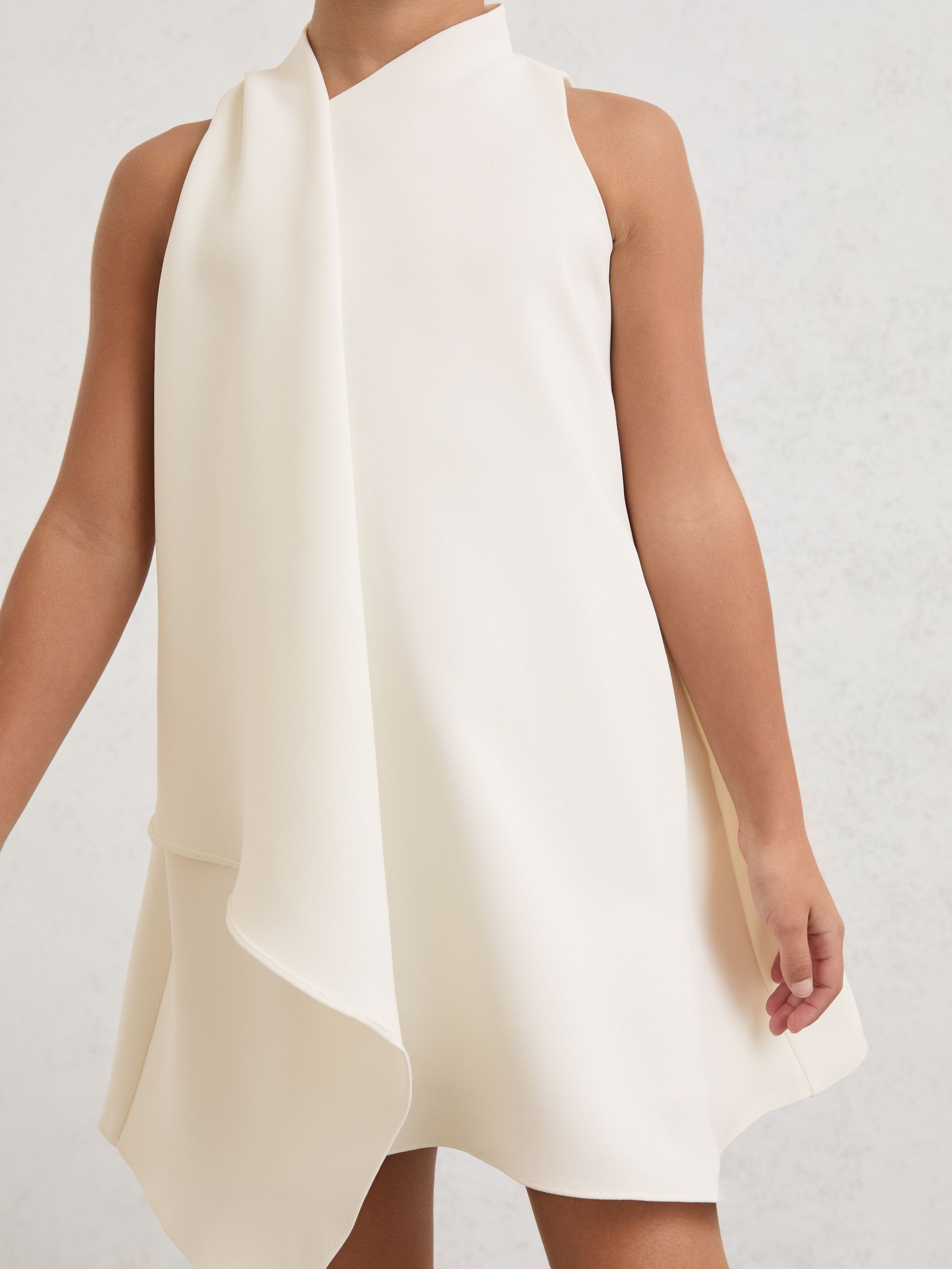 13-14 yrs Draped Sleeveless Shift Dress in Ivory - Image 4 of 6