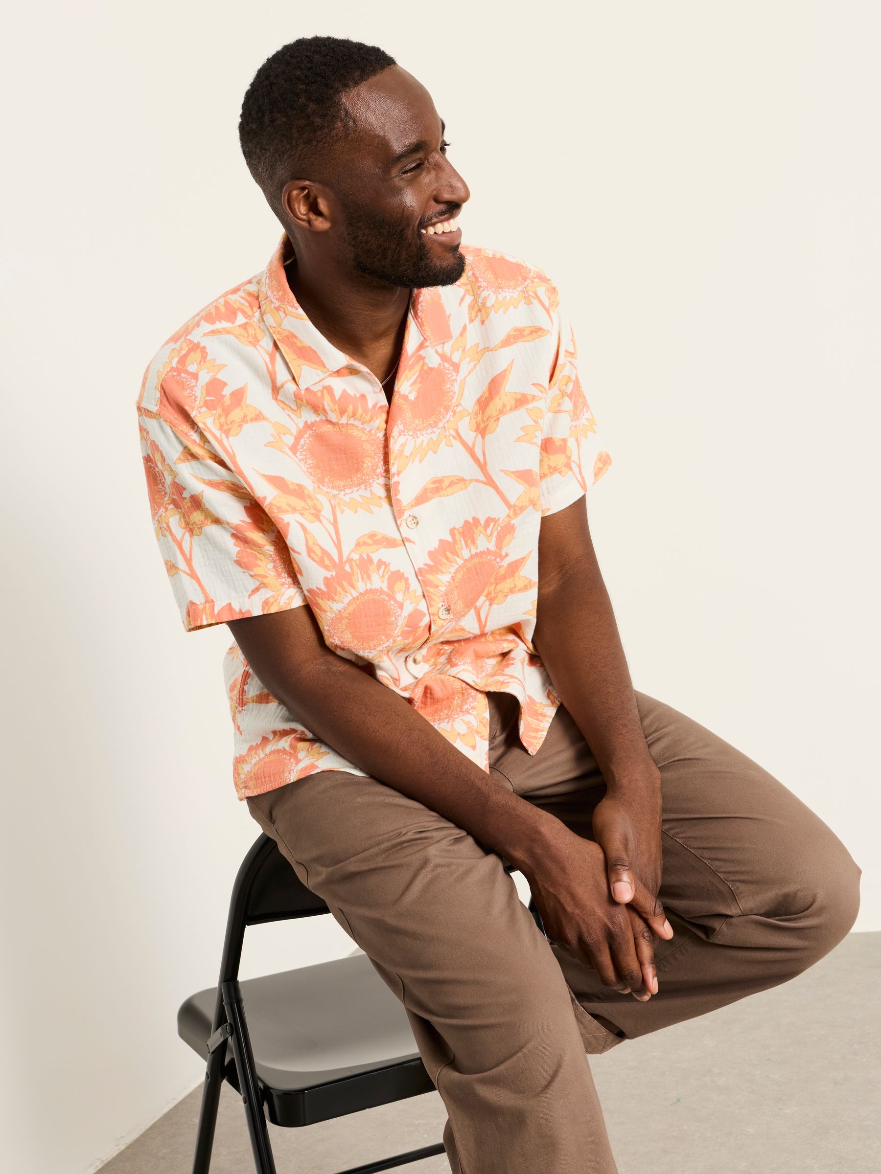 Multi Short Sleeve Relaxed Fit Sunflower Print Shirt - Image 1 of 7