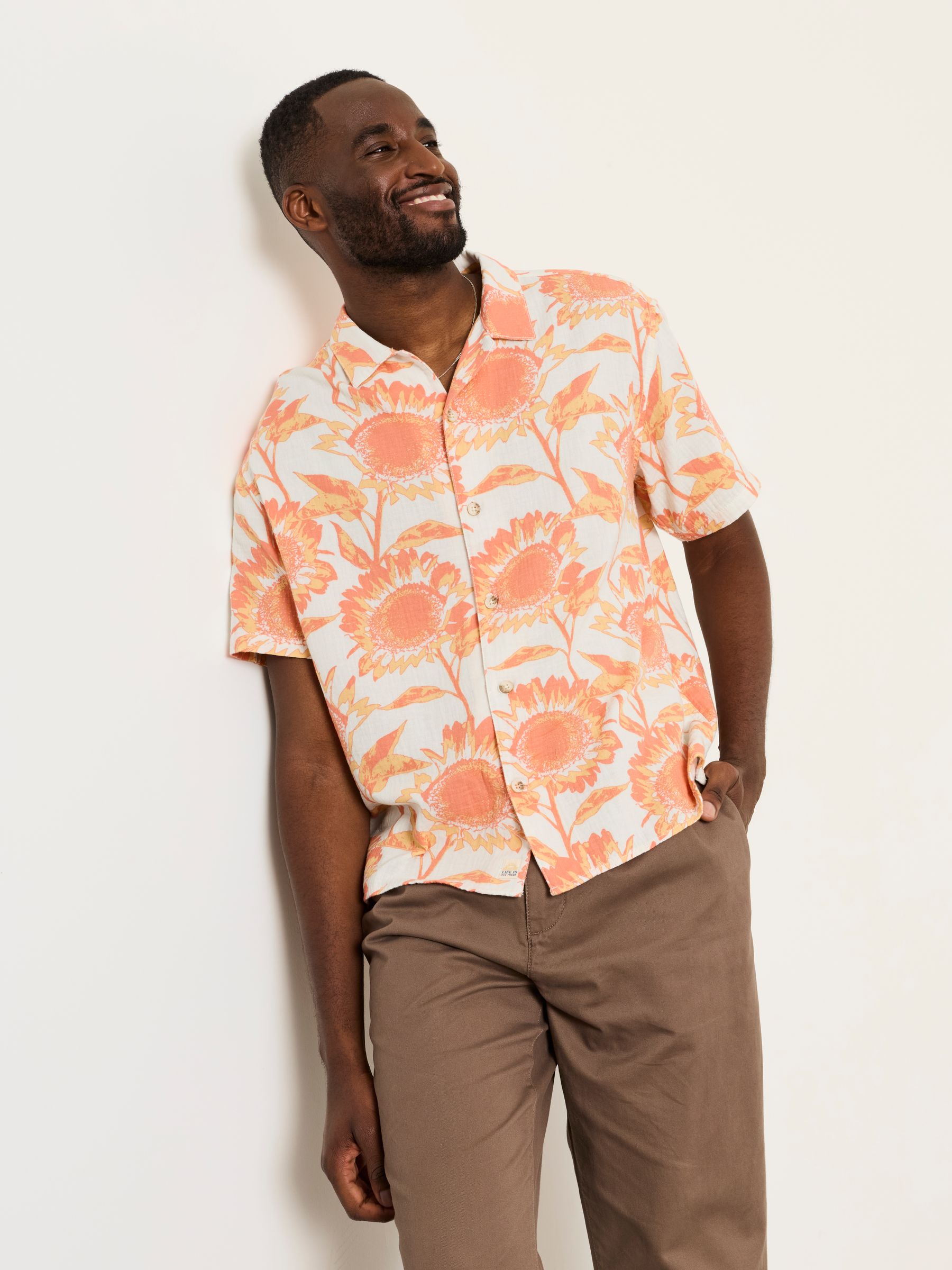 Multi Short Sleeve Relaxed Fit Sunflower Print Shirt - Image 4 of 7