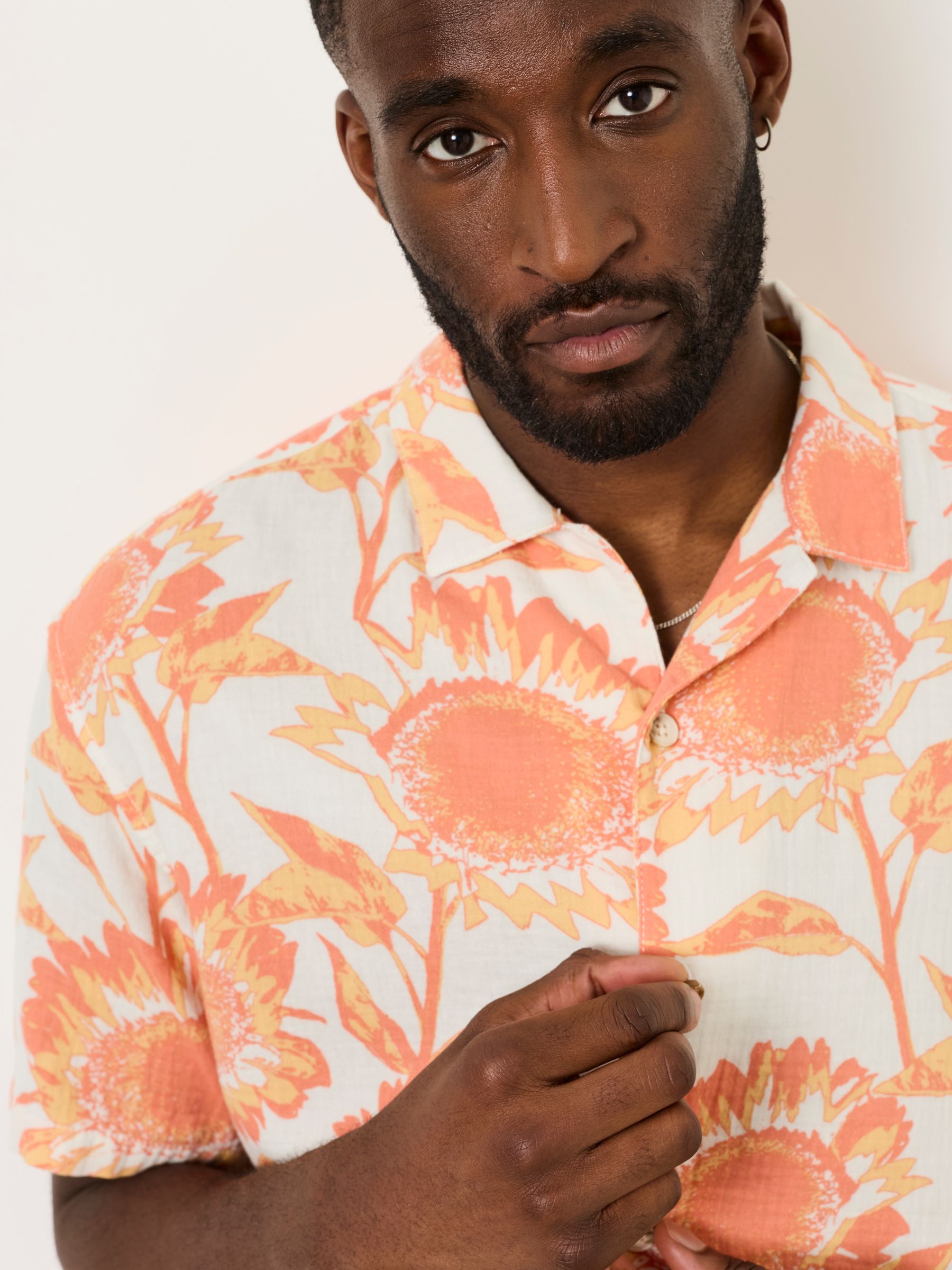 Multi Short Sleeve Relaxed Fit Sunflower Print Shirt - Image 5 of 7