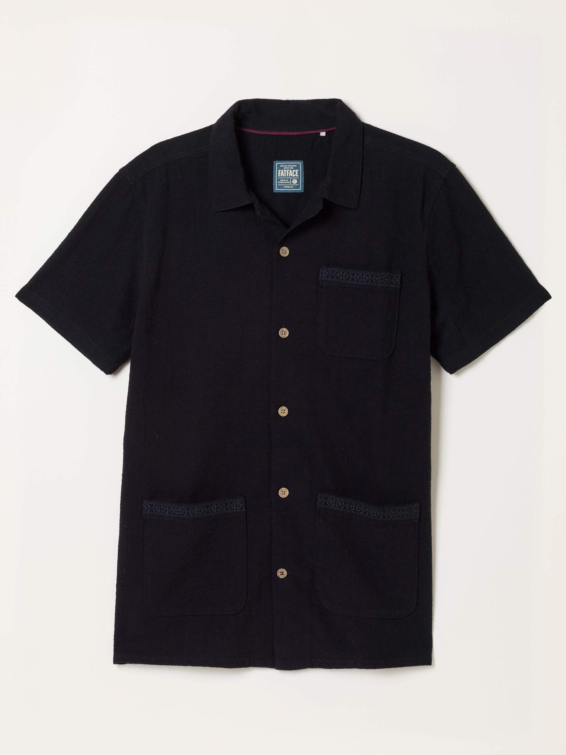 Black Short Sleeve 3 Pocket Textured Fabric Shirt - Image 7 of 7 Black Short Sleeve 3 Pocket Textured Fabric Shirt - Image 7 of 7