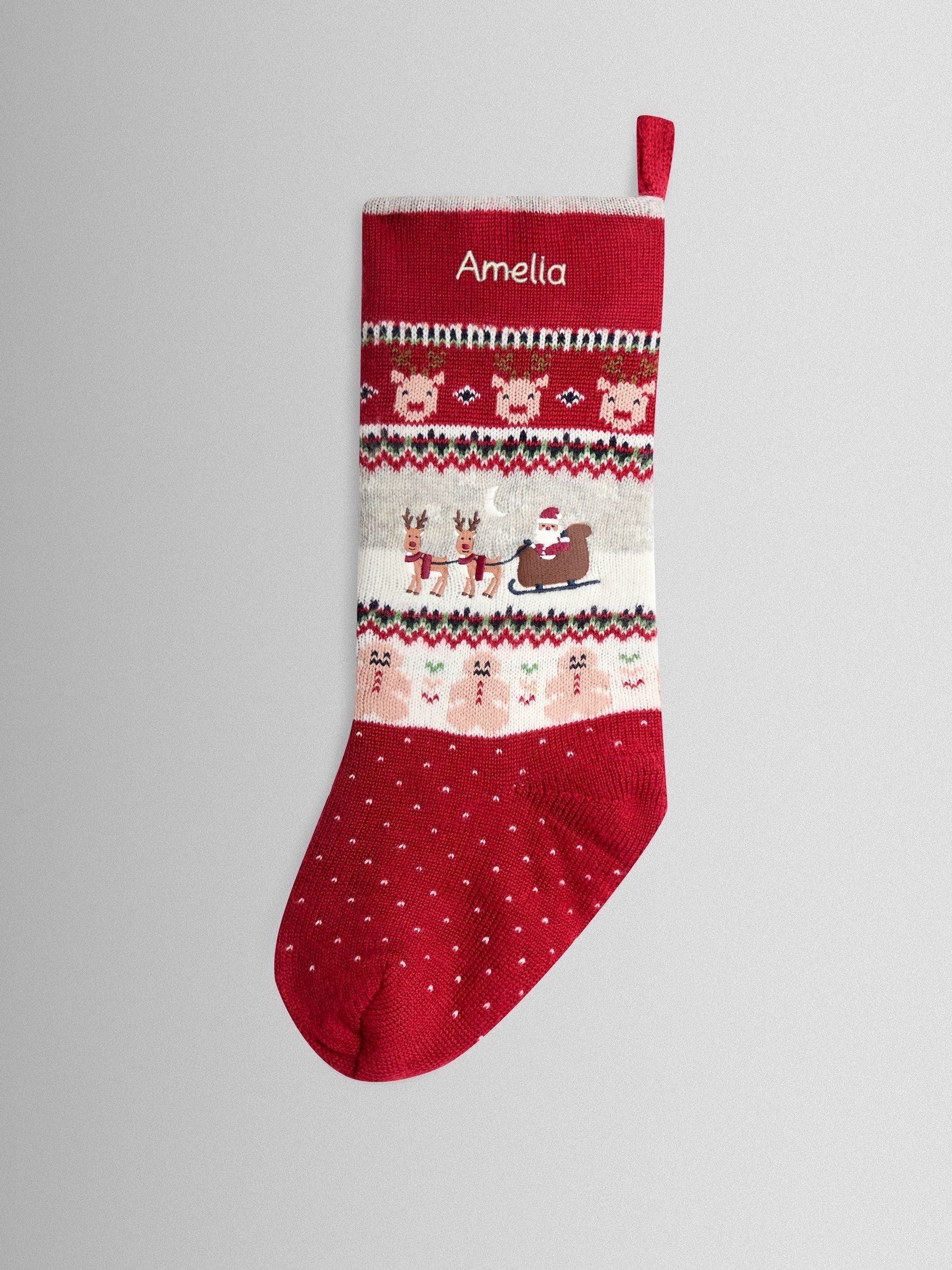 Personalised Christmas Scene Knitted Stocking - Image 1 of 2