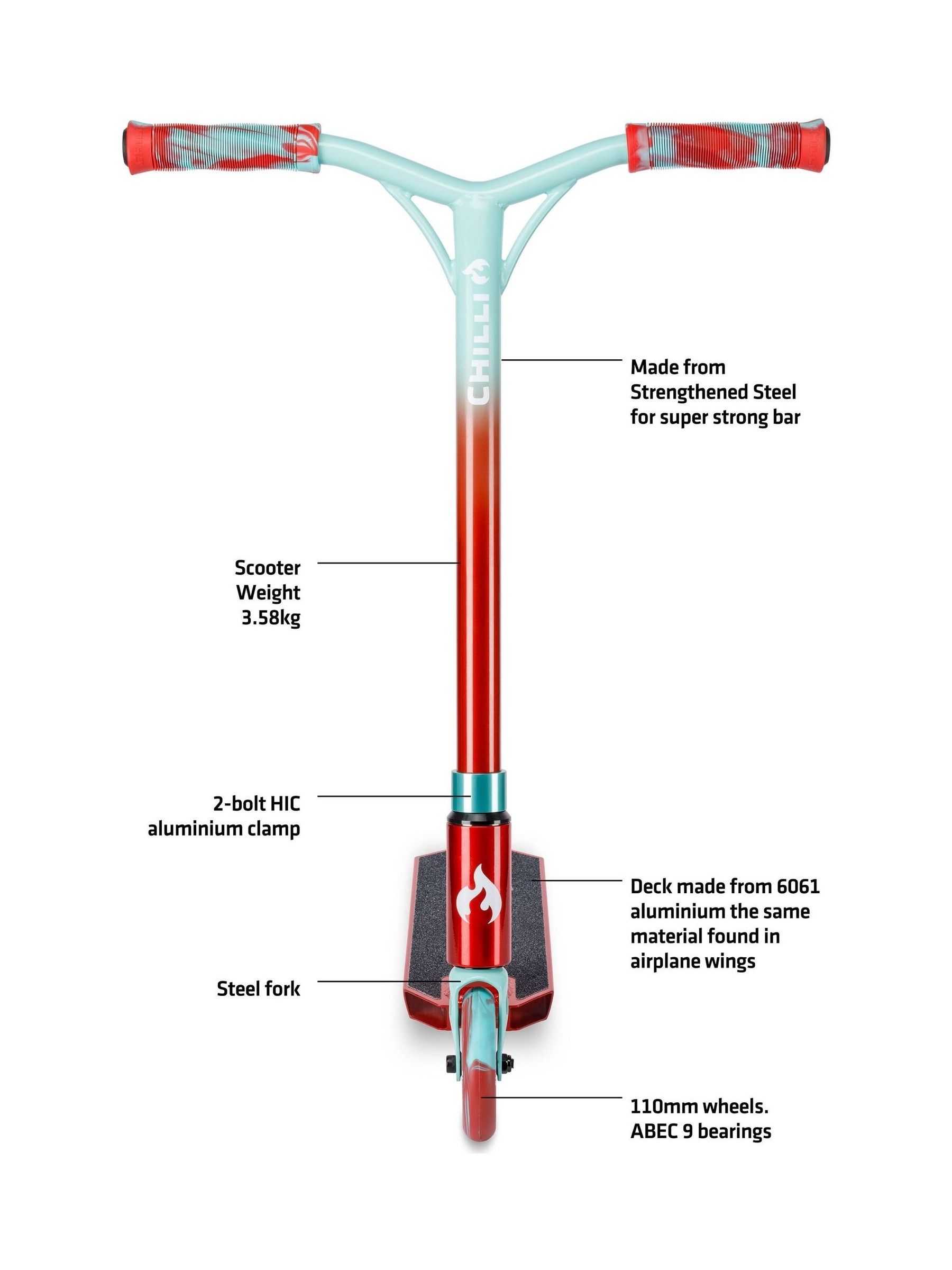 Red/Teal Chilli Pro Jumpstart Scooter - Image 5 of 6