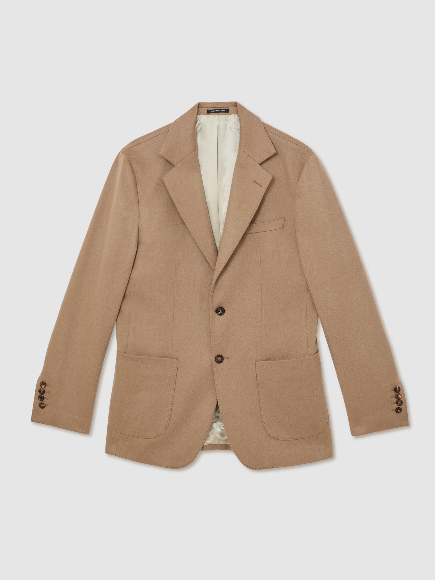 Atelier Cashmere Single-Breasted Blazer Tailored-Fit in Camel - Image 2 of 7