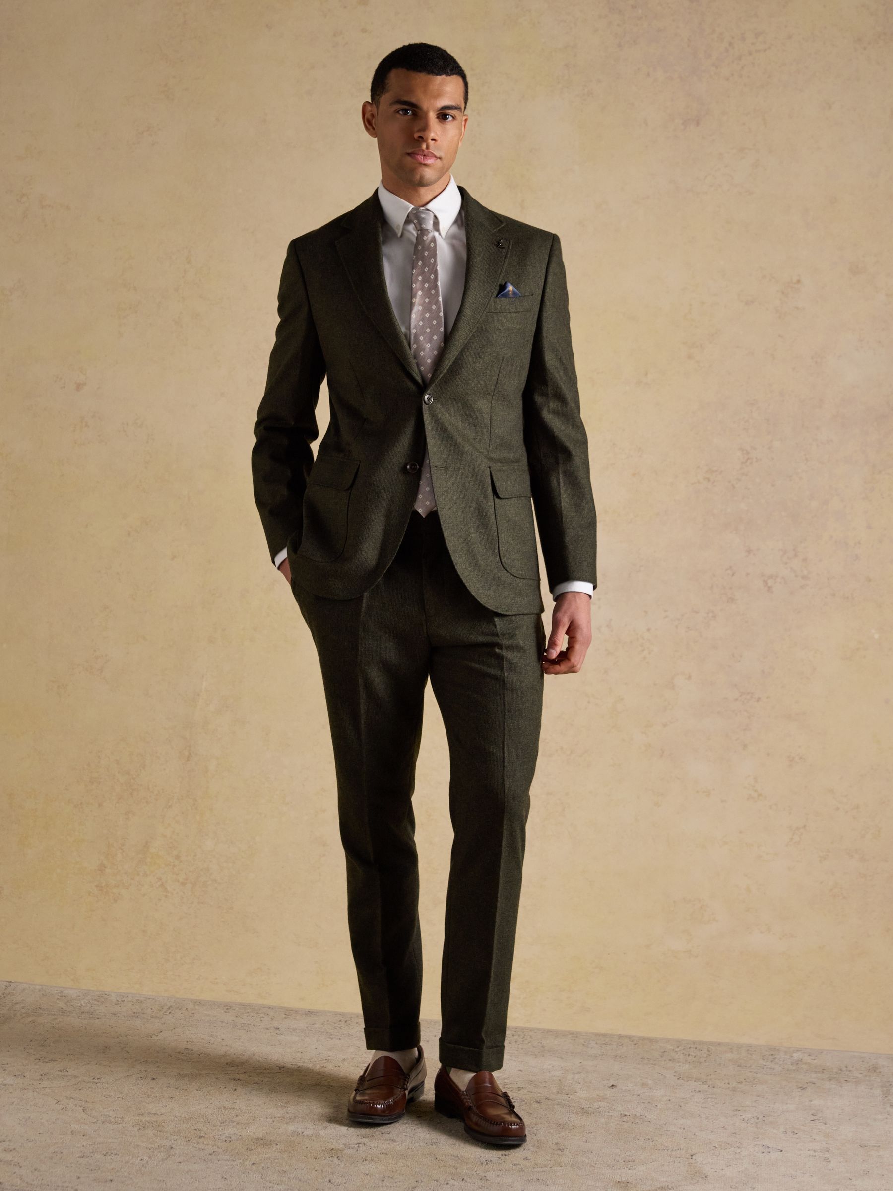 Green Wool Blend Texture Suit Jacket - Image 13 of 14
