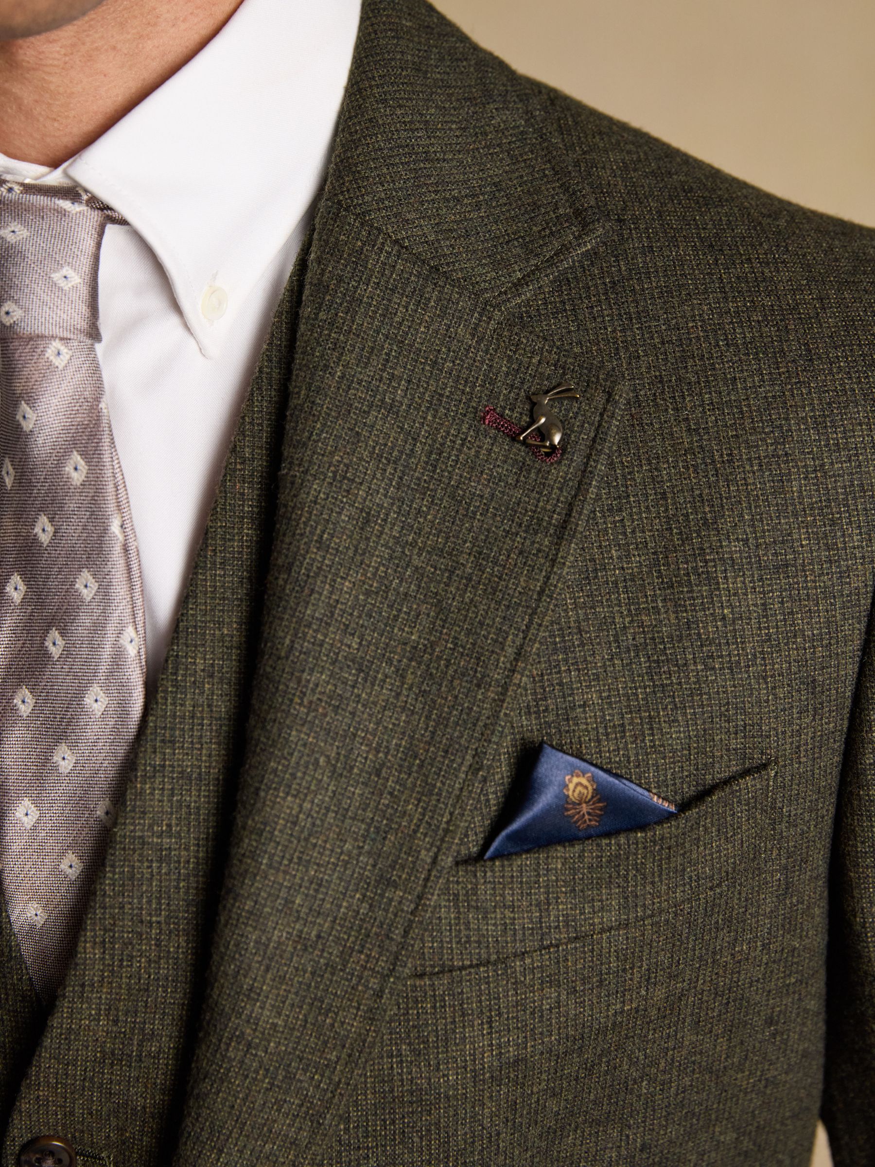 Green Wool Blend Texture Suit Jacket - Image 4 of 14