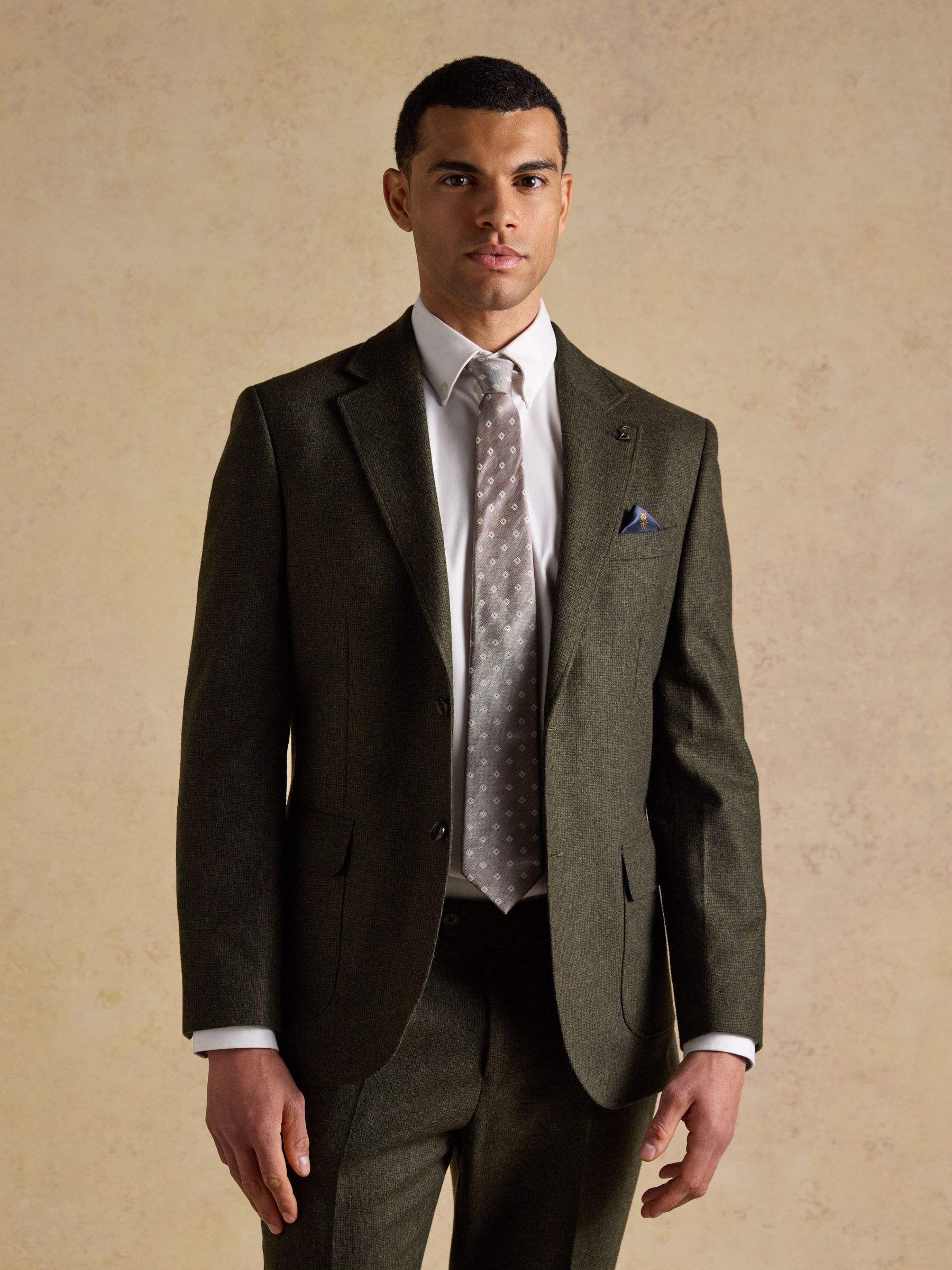 Green Wool Blend Texture Suit Jacket - Image 6 of 14