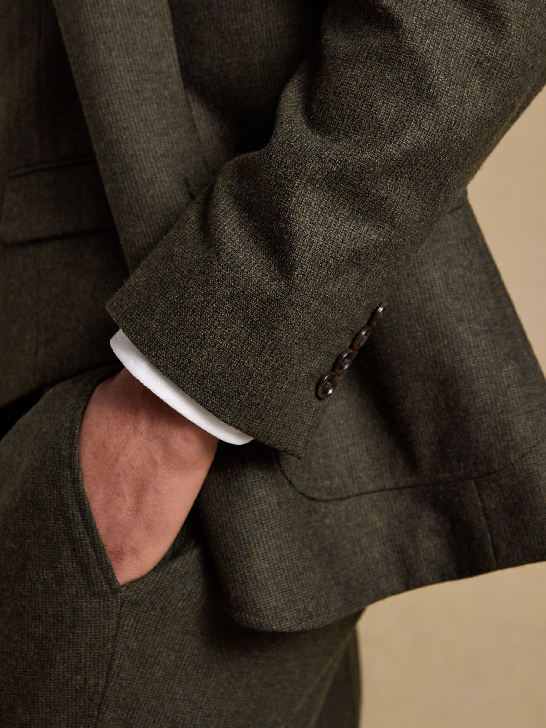 Green Wool Blend Texture Suit Jacket - Image 7 of 14