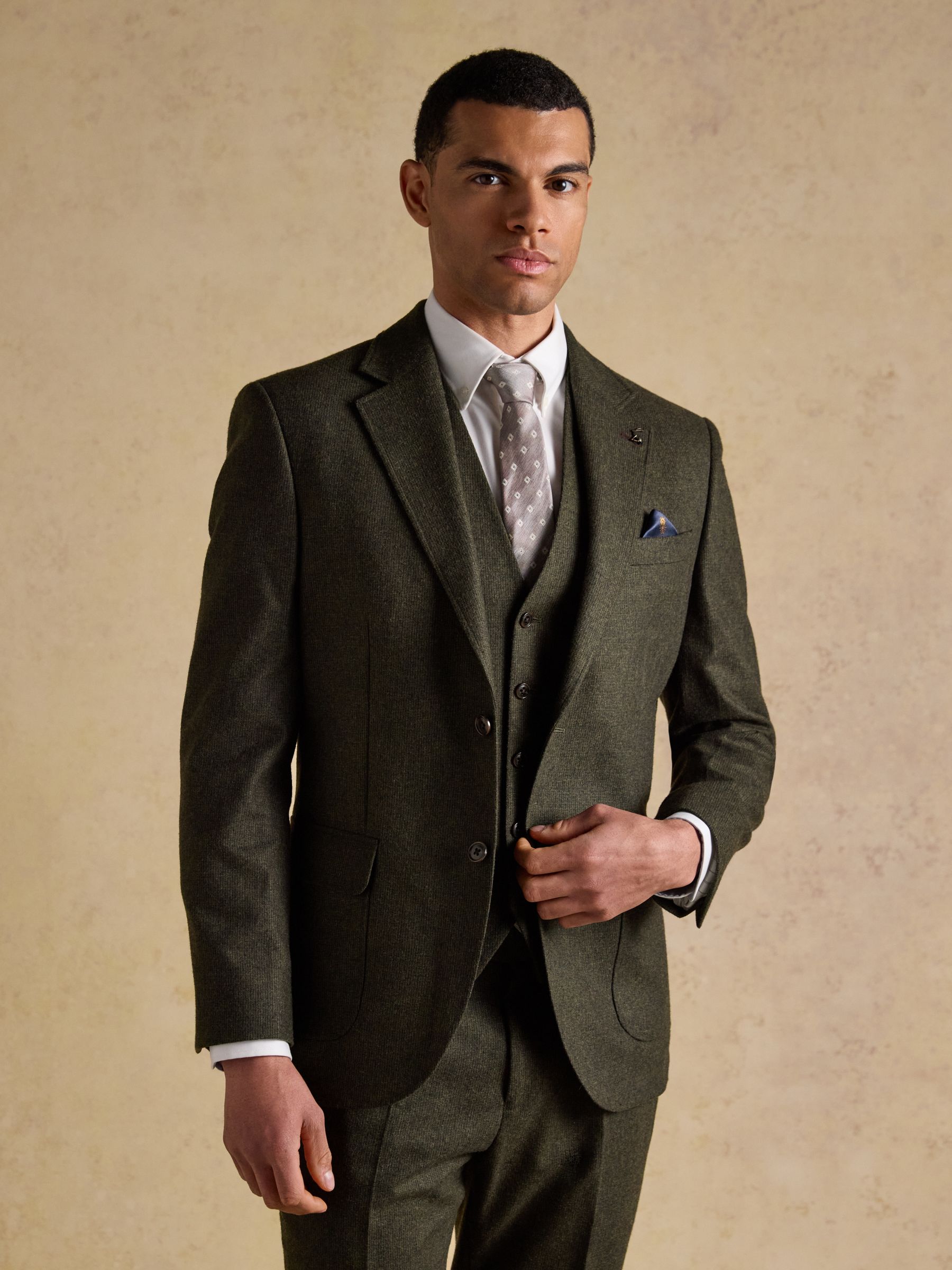 Green Wool Blend Texture Suit Jacket - Image 9 of 14