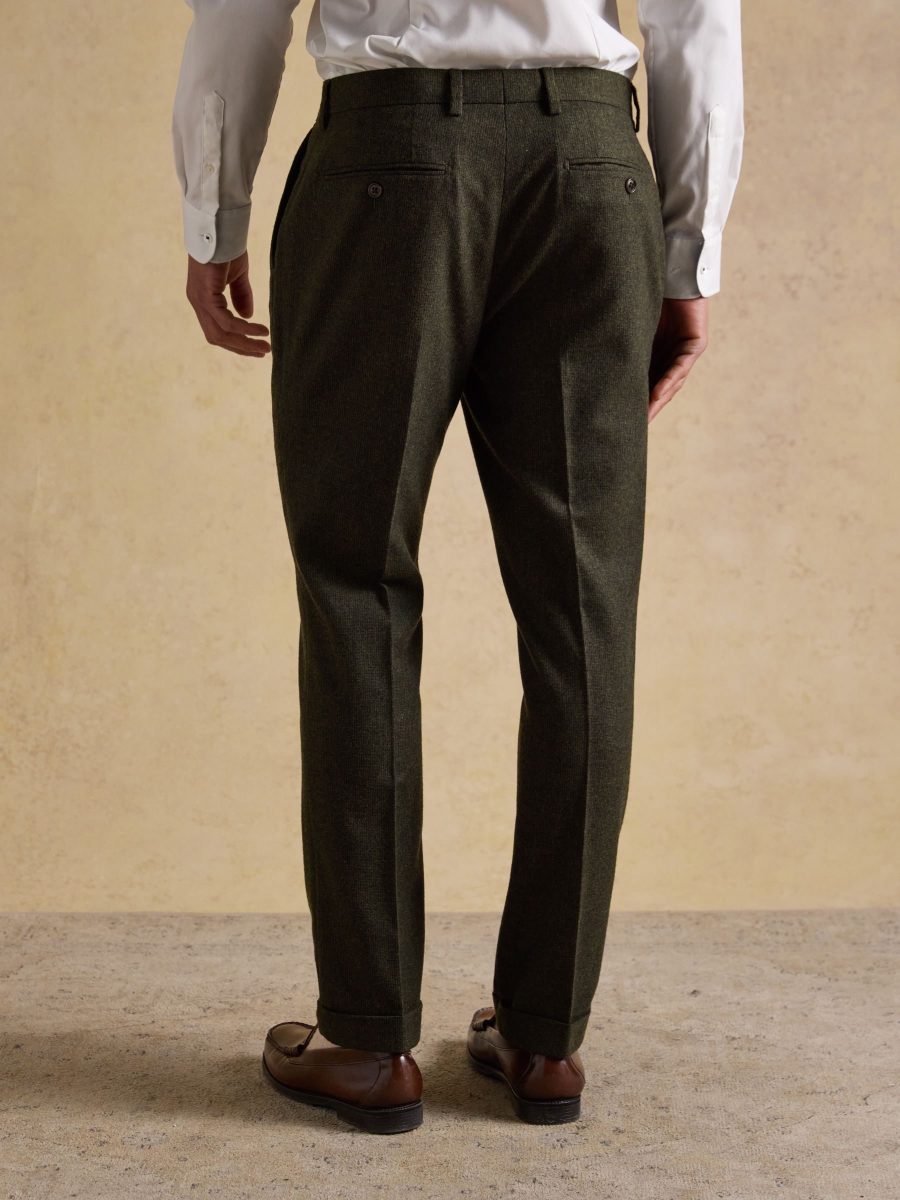 Green Wool Blend Texture Suit Trousers - Image 2 of 10