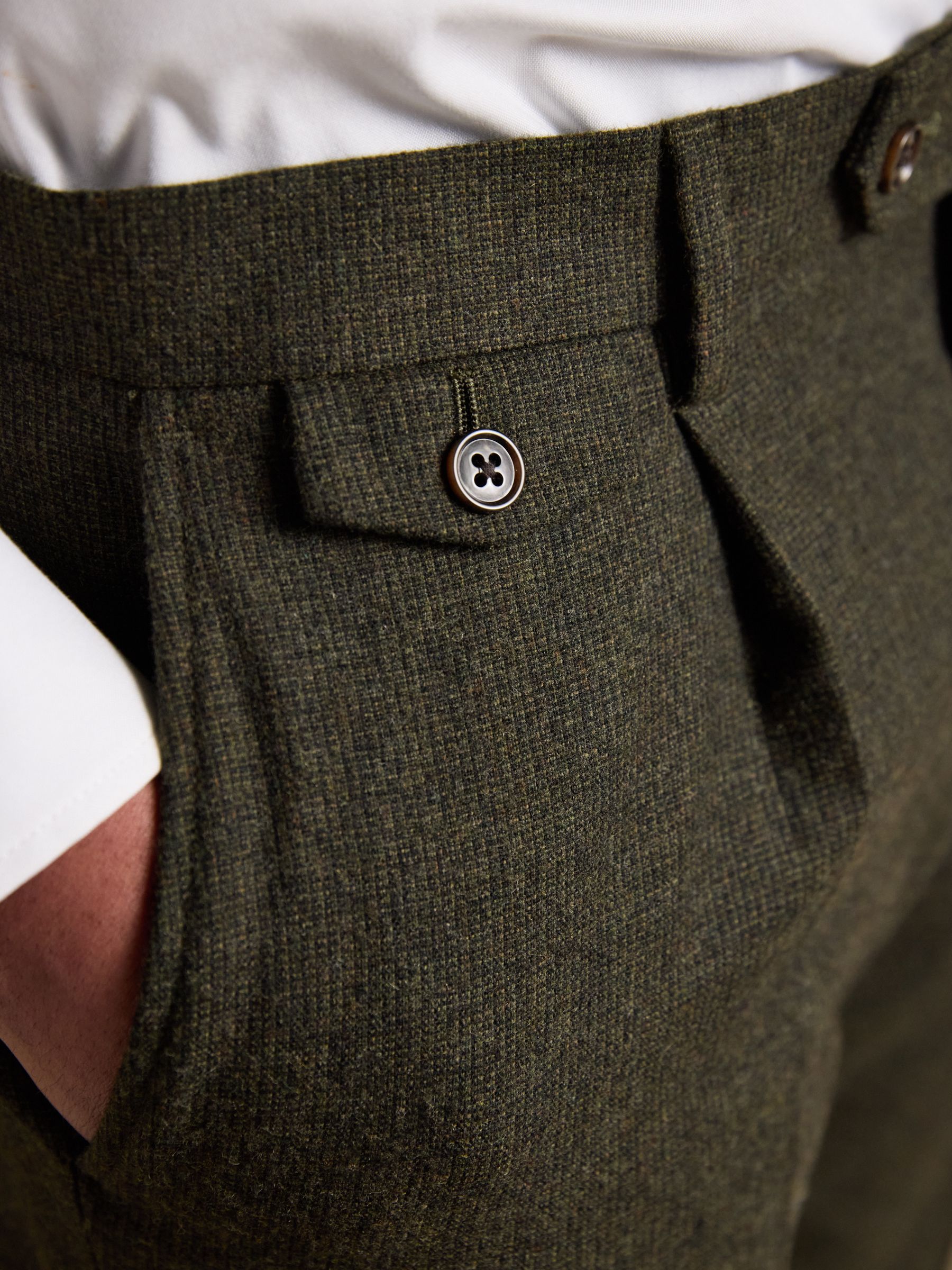 Green Wool Blend Texture Suit Trousers - Image 4 of 10