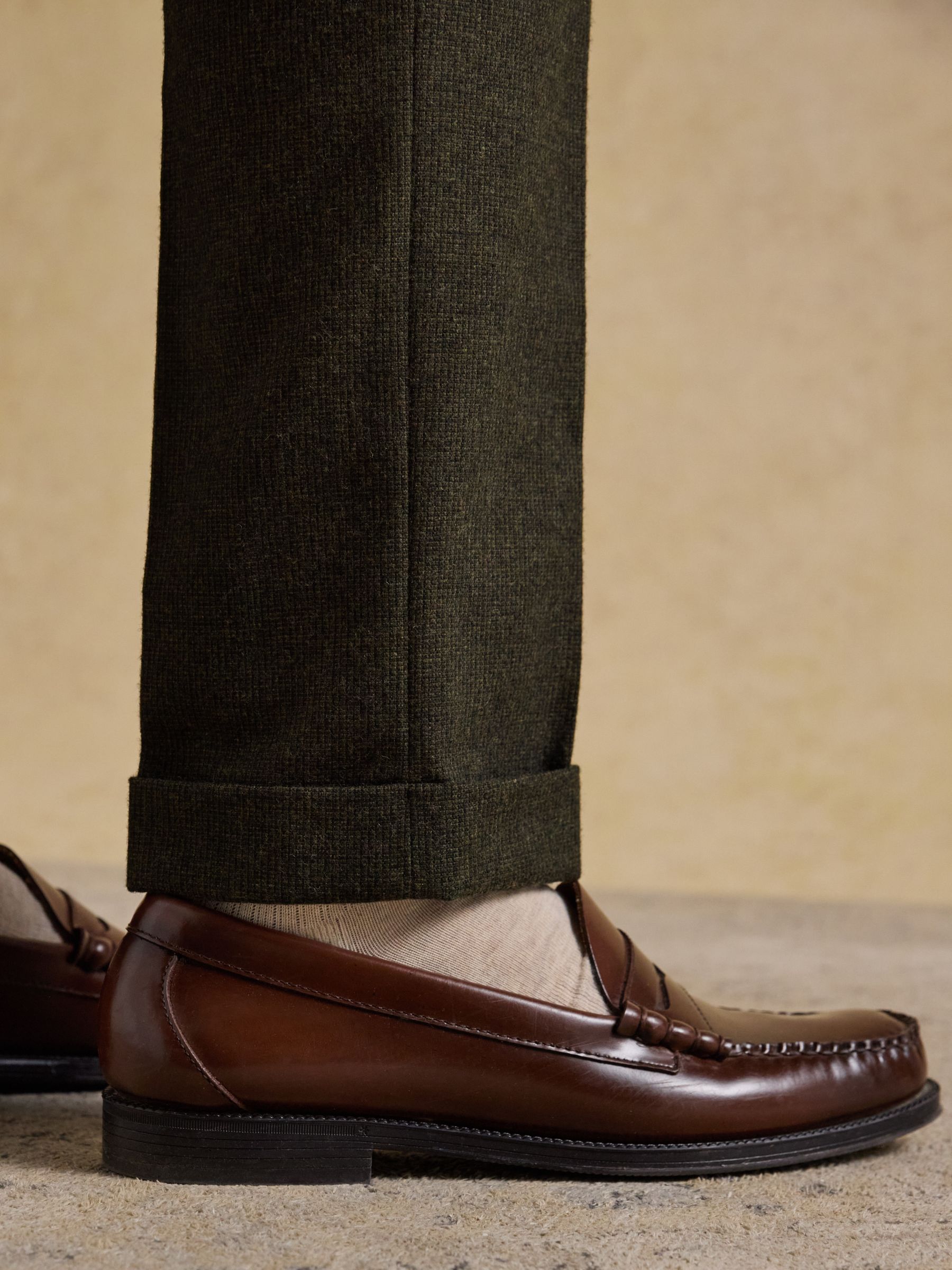 Green Wool Blend Texture Suit Trousers - Image 5 of 10