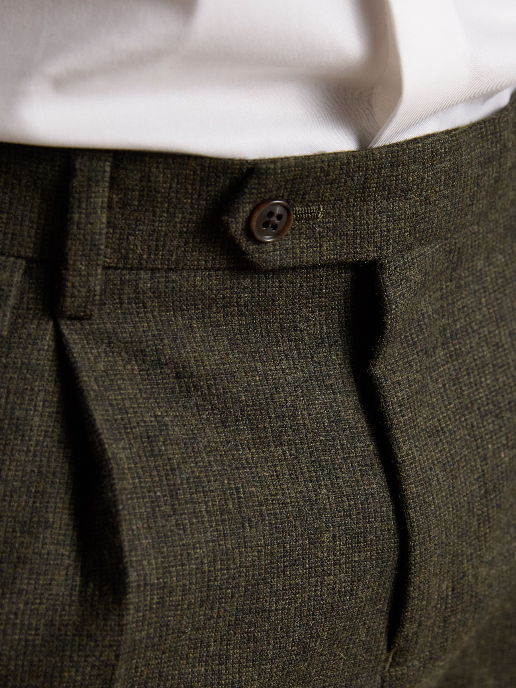 Green Wool Blend Texture Suit Trousers - Image 7 of 10