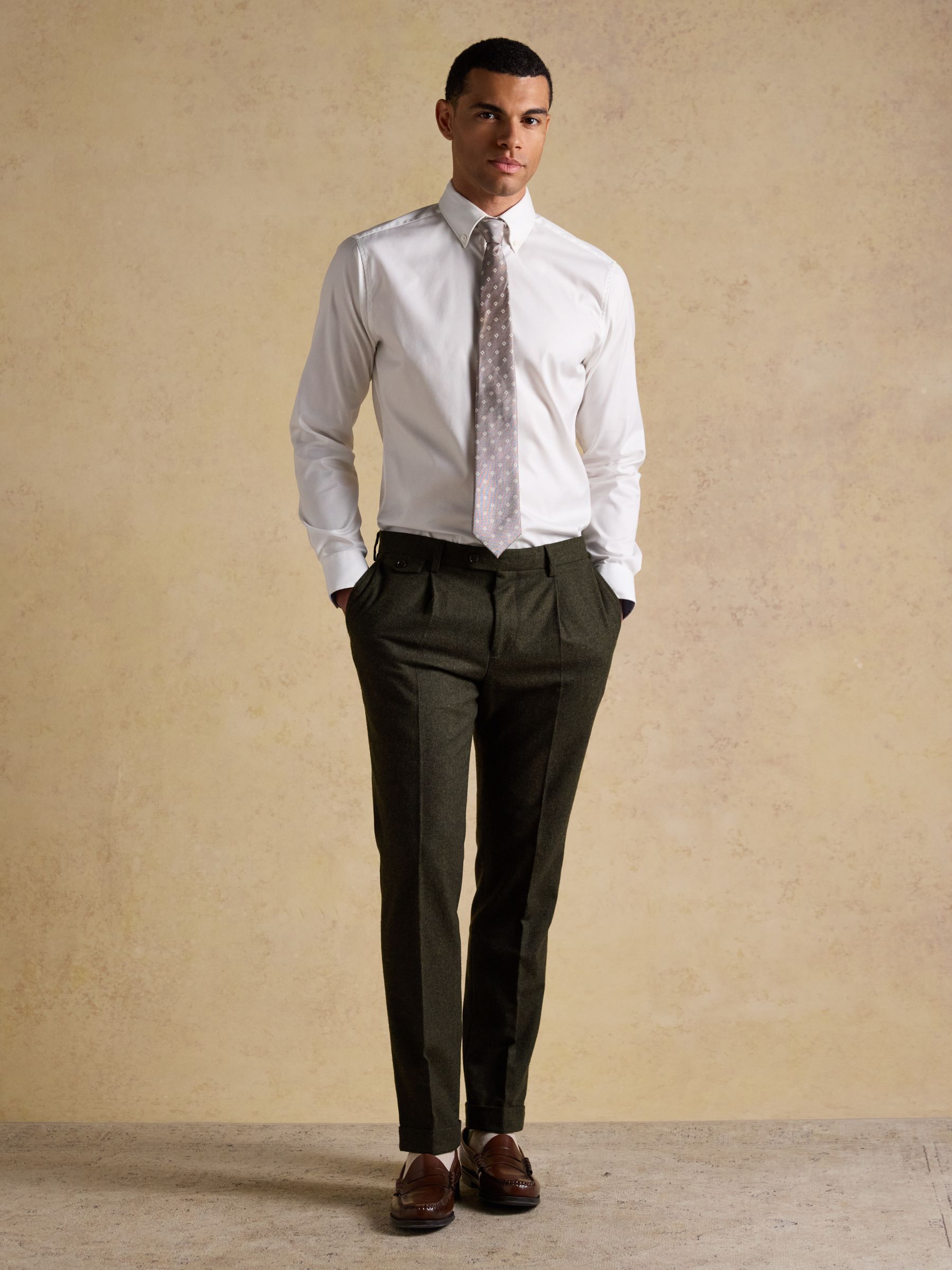 Green Wool Blend Texture Suit Trousers - Image 9 of 10