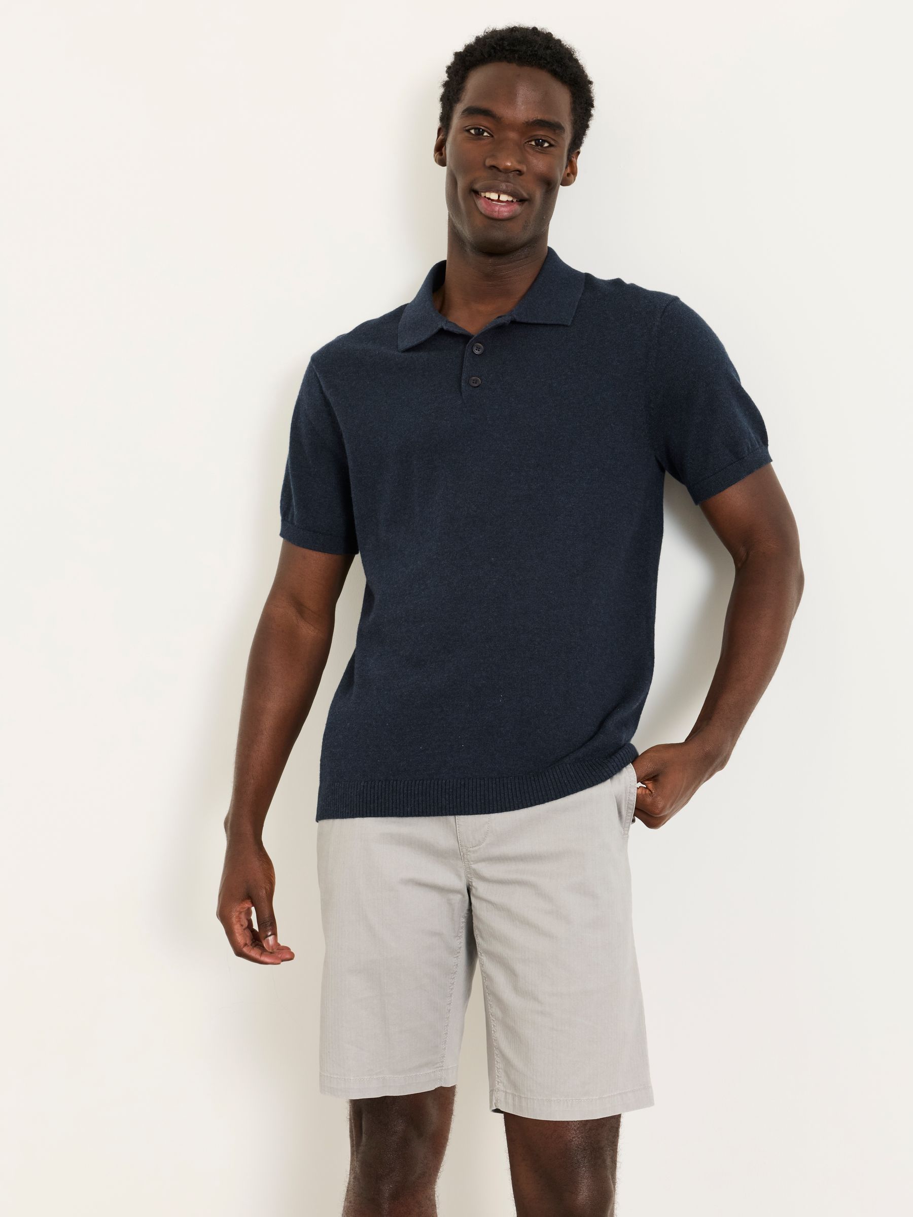 Rye Navy Knitted Polo Shirt - Image 1 of 6
