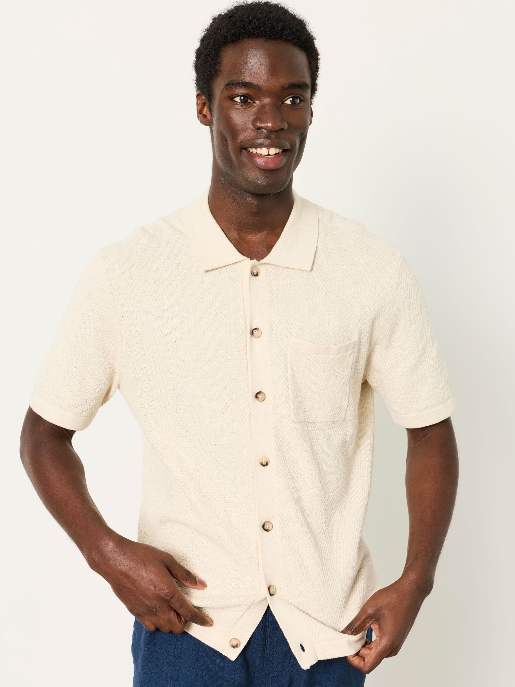 Portloe Natural Knitted Shirt - Image 1 of 6