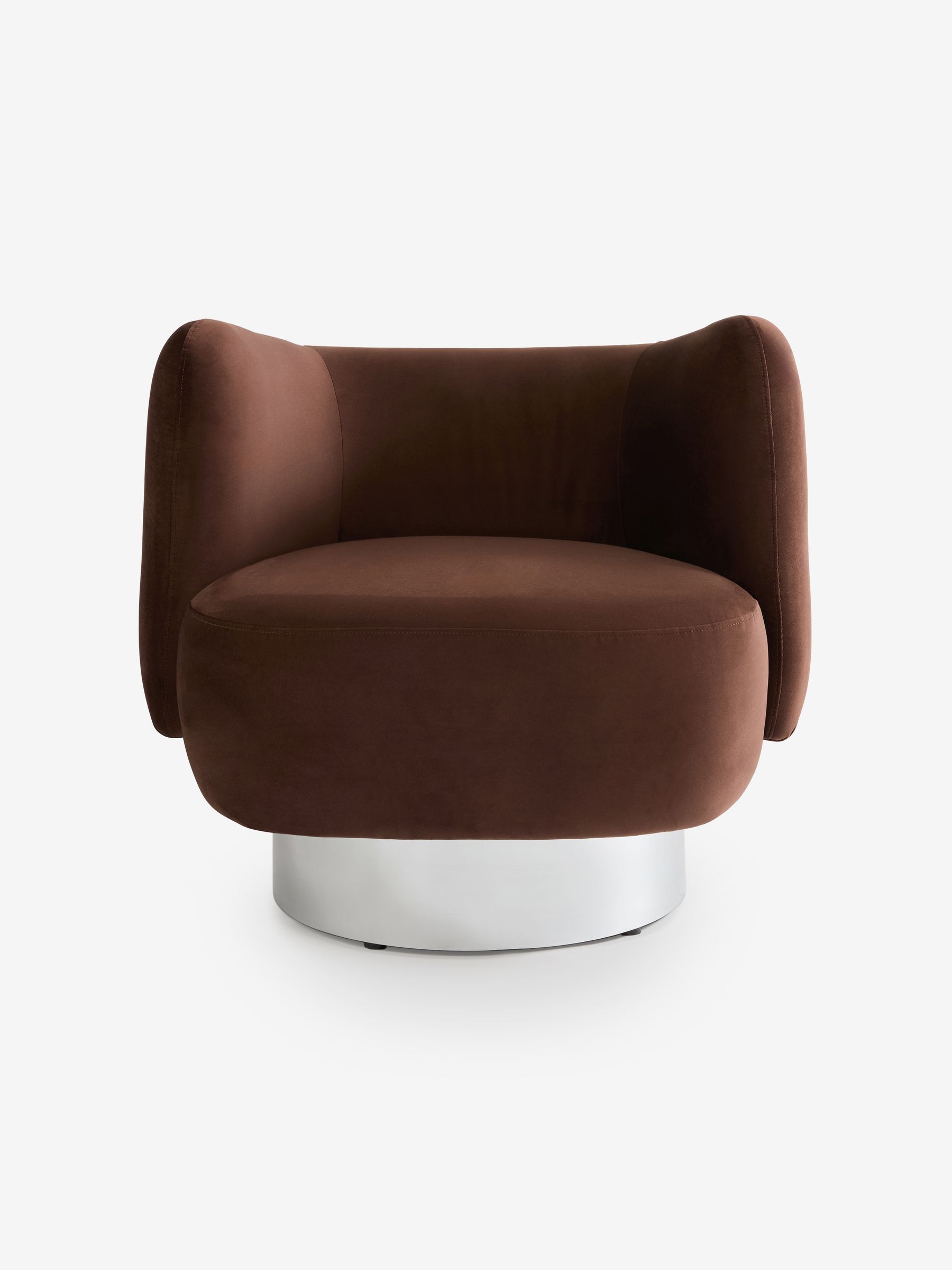 Chocolate Brown Velvet Novara Swivel Accent Chair - Image 2 of 2