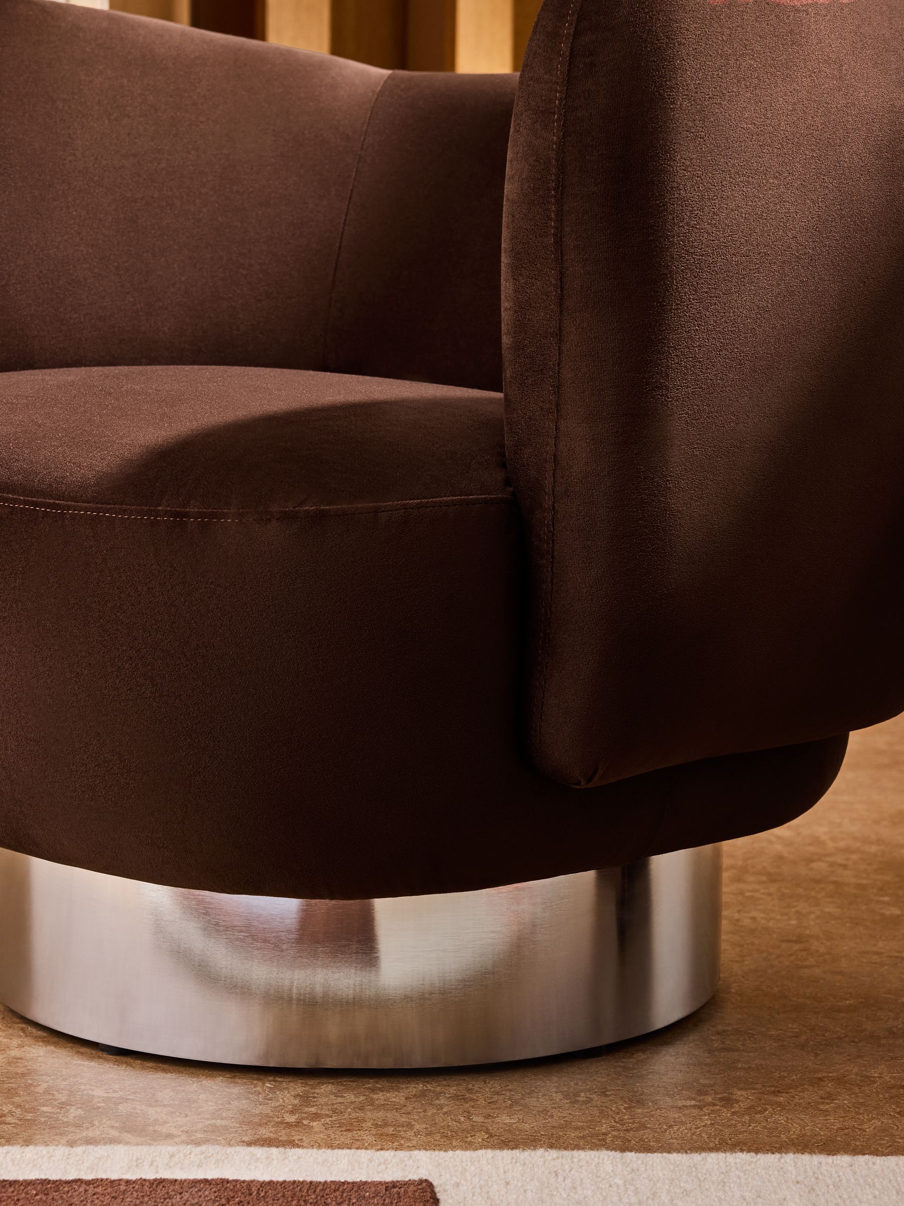 Novara Swivel Accent Chair in Chocolate Brown Velvet - Image 3 of 5
