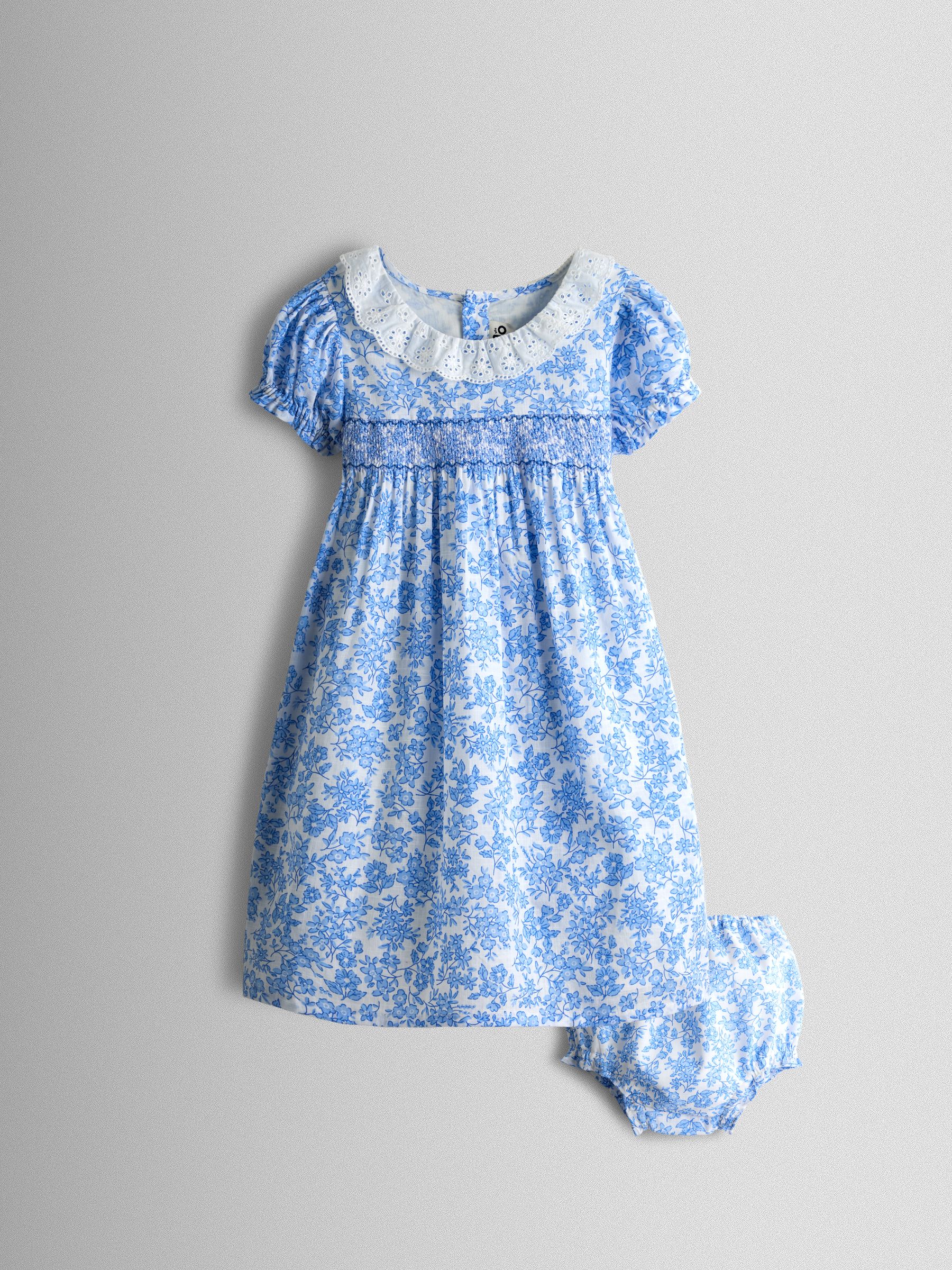 Blue Garden Floral Smocked Woven Dress - Image 1 of 7