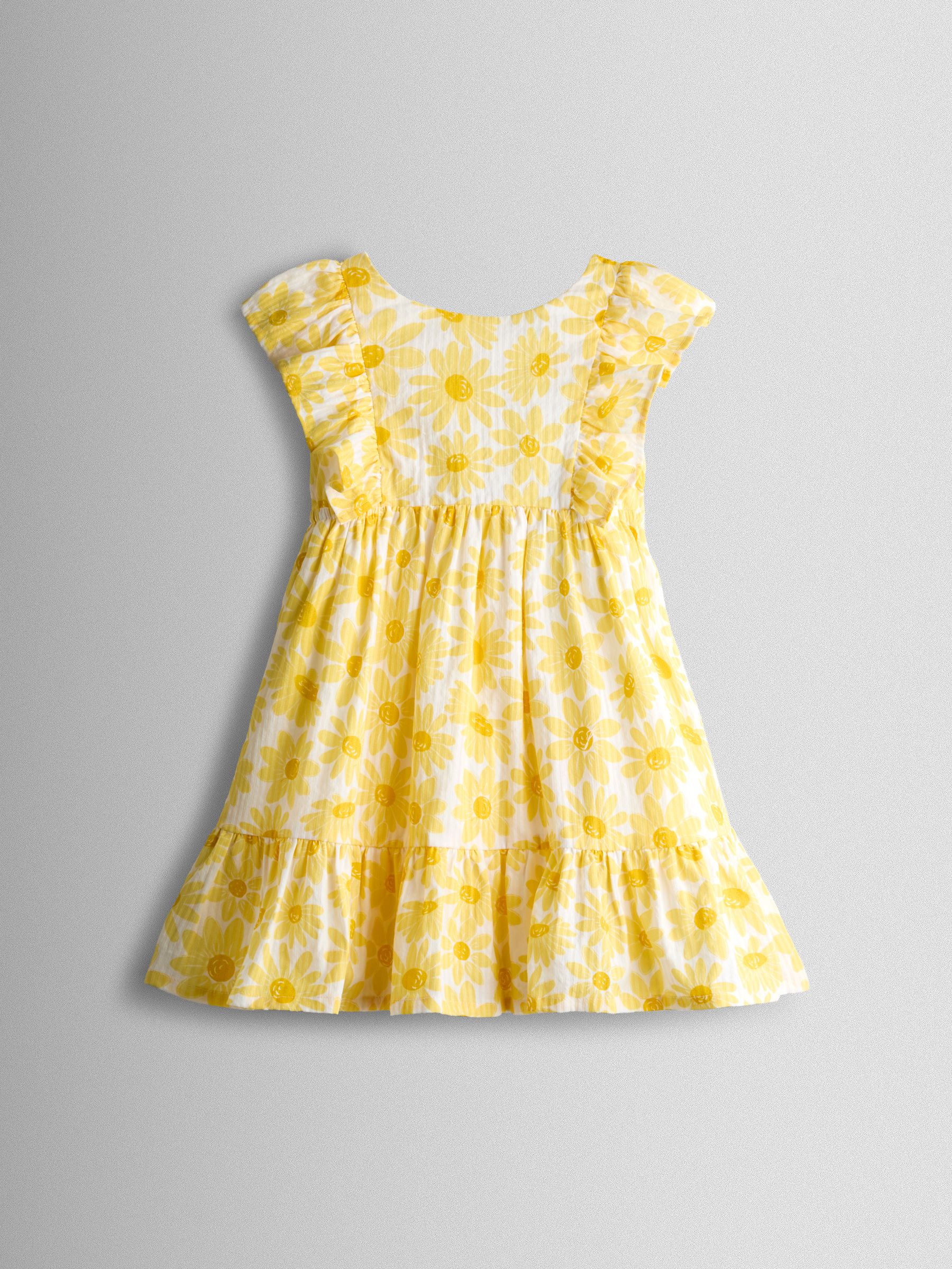 Yellow Daisy V back Frill Dress - Image 1 of 4 Yellow Daisy V back Frill Dress - Image 1 of 4