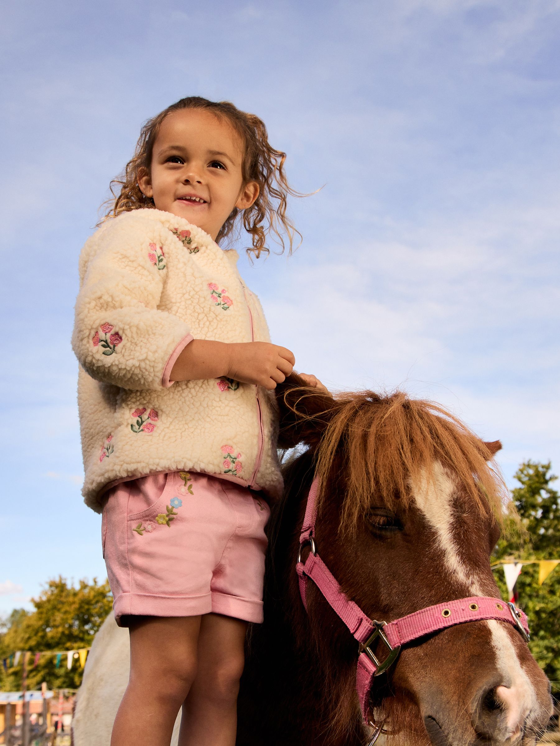 Pink Floral Embroidered Twill Shorts - Image 1 of 1